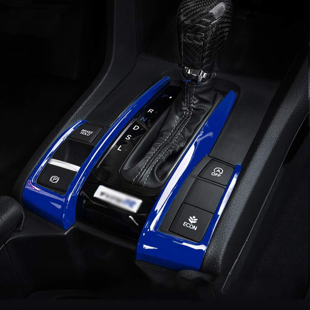 Carbon Fiber & ABS Plastic Gear Shift Panel Trim Cover for 2016-2021 Honda Civic 10th Gen - Automatic Transmission Interior Upgrade (Blue) | Enhance Your Car's Style & Driving Experience