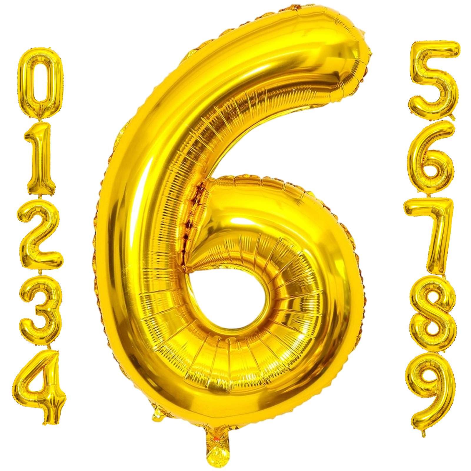Lovoir 40 Inch Large Gold Number 6 Balloon - Extra Big Jumbo Mylar Foil Helium Balloons for Birthday Party, Graduation, Anniversary, Baby Shower & Engagement Decorations - Perfect for Photo Shoots, Ceiling Displays & Event Backdrops