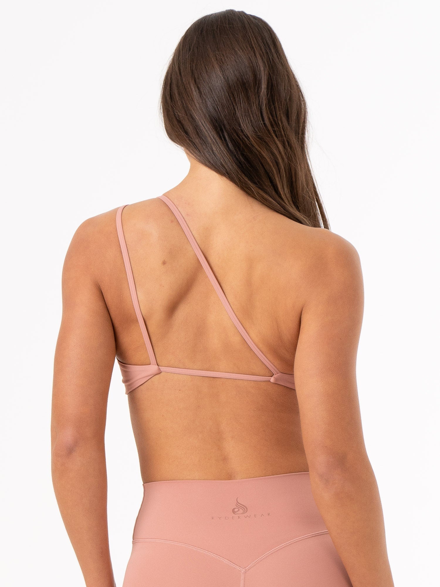 NKD One Shoulder Sports Bra for Women - Dusty Pink Workout Top for Yoga, Running & Gym