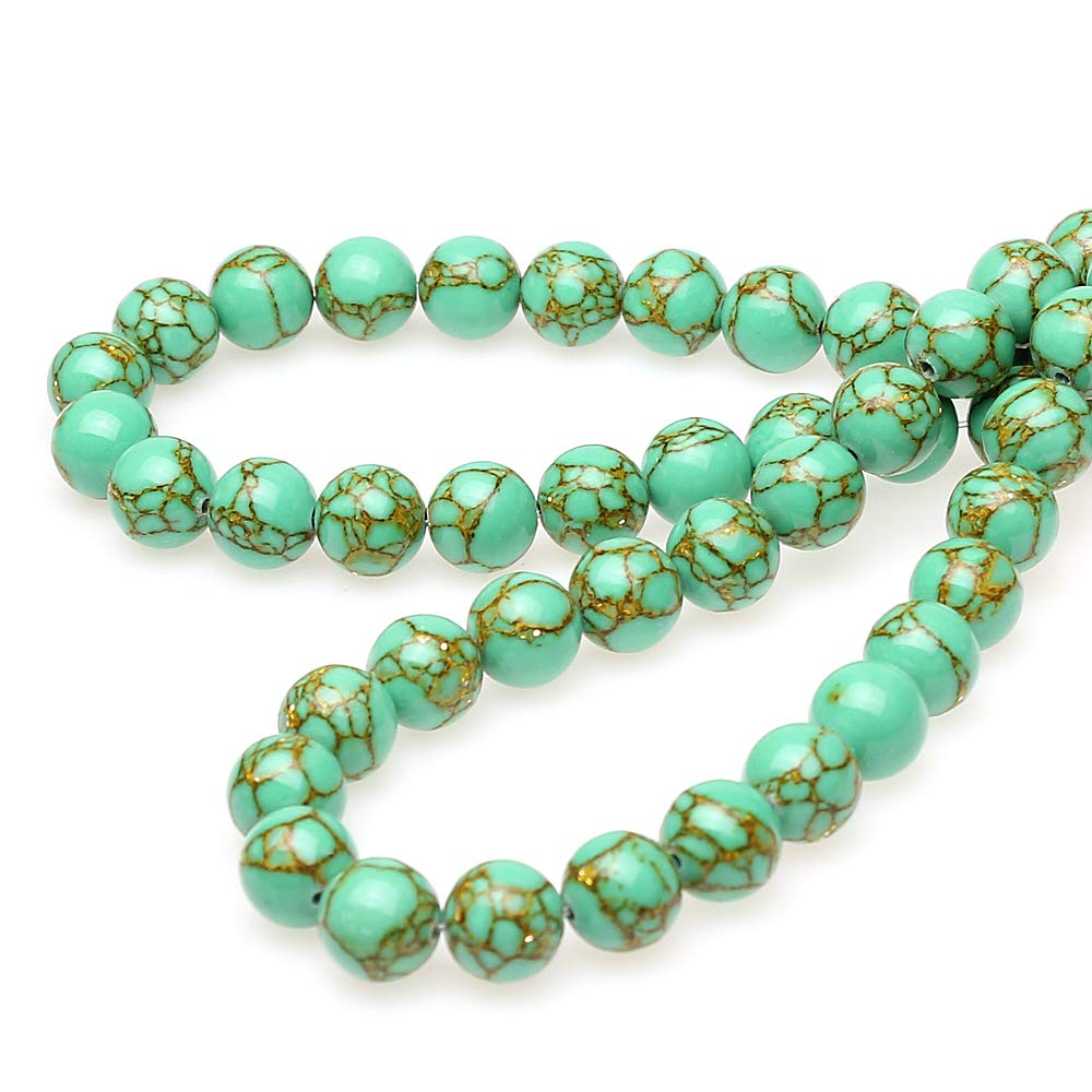 4mm Round Stone Beads - Synthetic Golden Line Turquoise Loose Beads for Jewelry Making, DIY Bracelets & Necklaces - Perfect for Crafting, Beading Projects and Handmade Jewelry Designs