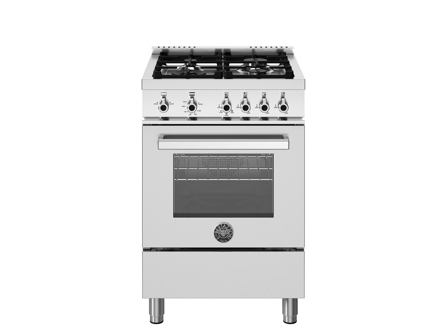 Bertazzoni PRO244GASXV 24 Inch Professional Gas Range with 4 Sealed Burners - Stainless Steel Commercial Style for Home Kitchen & Restaurant Use