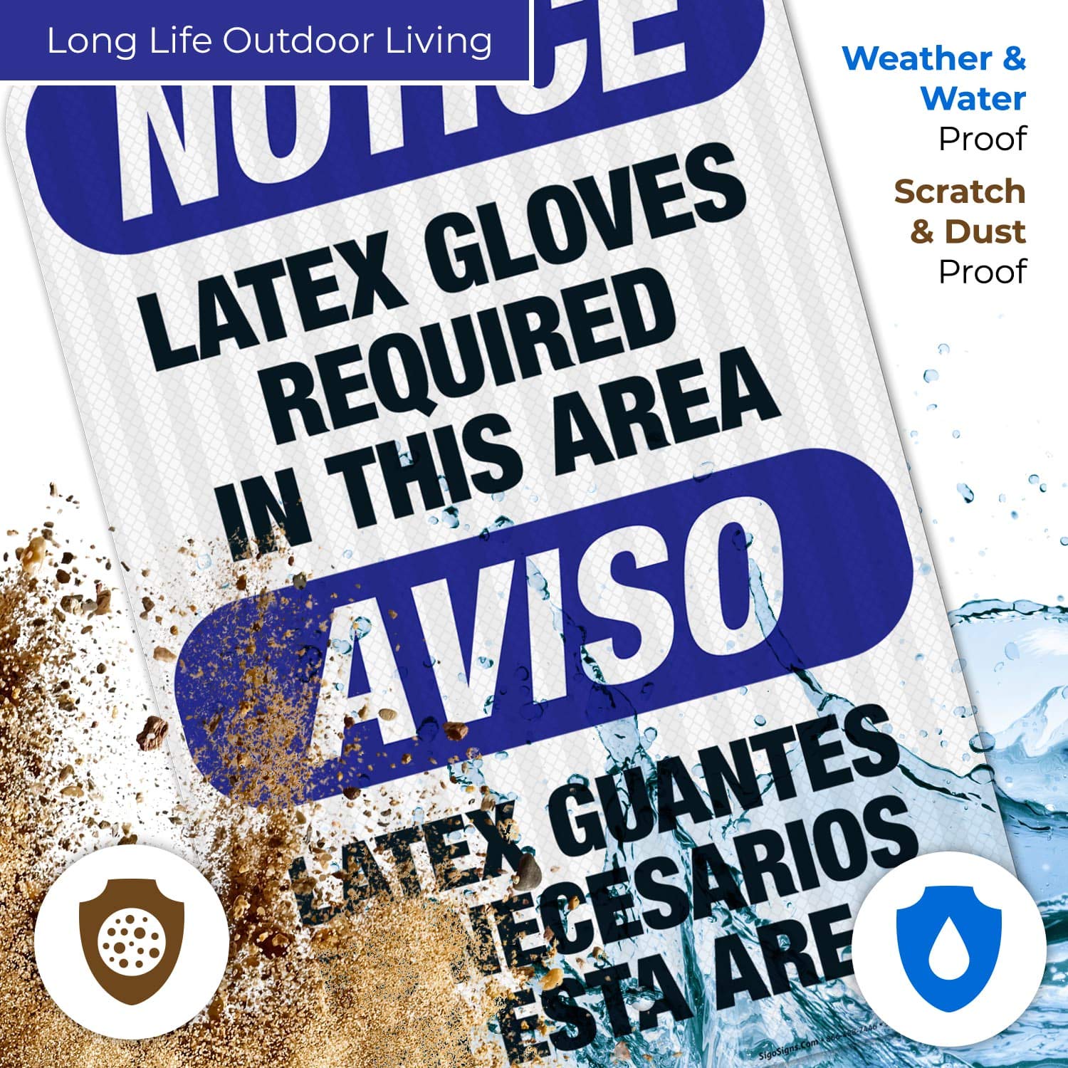 Bilingual Latex Gloves Required Sign - OSHA Compliant 12x18 Inch Aluminum Safety Sign with 3M EGP Reflective Coating | Fade Resistant for Indoor & Outdoor Use | Made in USA | Perfect for Workplaces, Hospitals, and Construction Sites