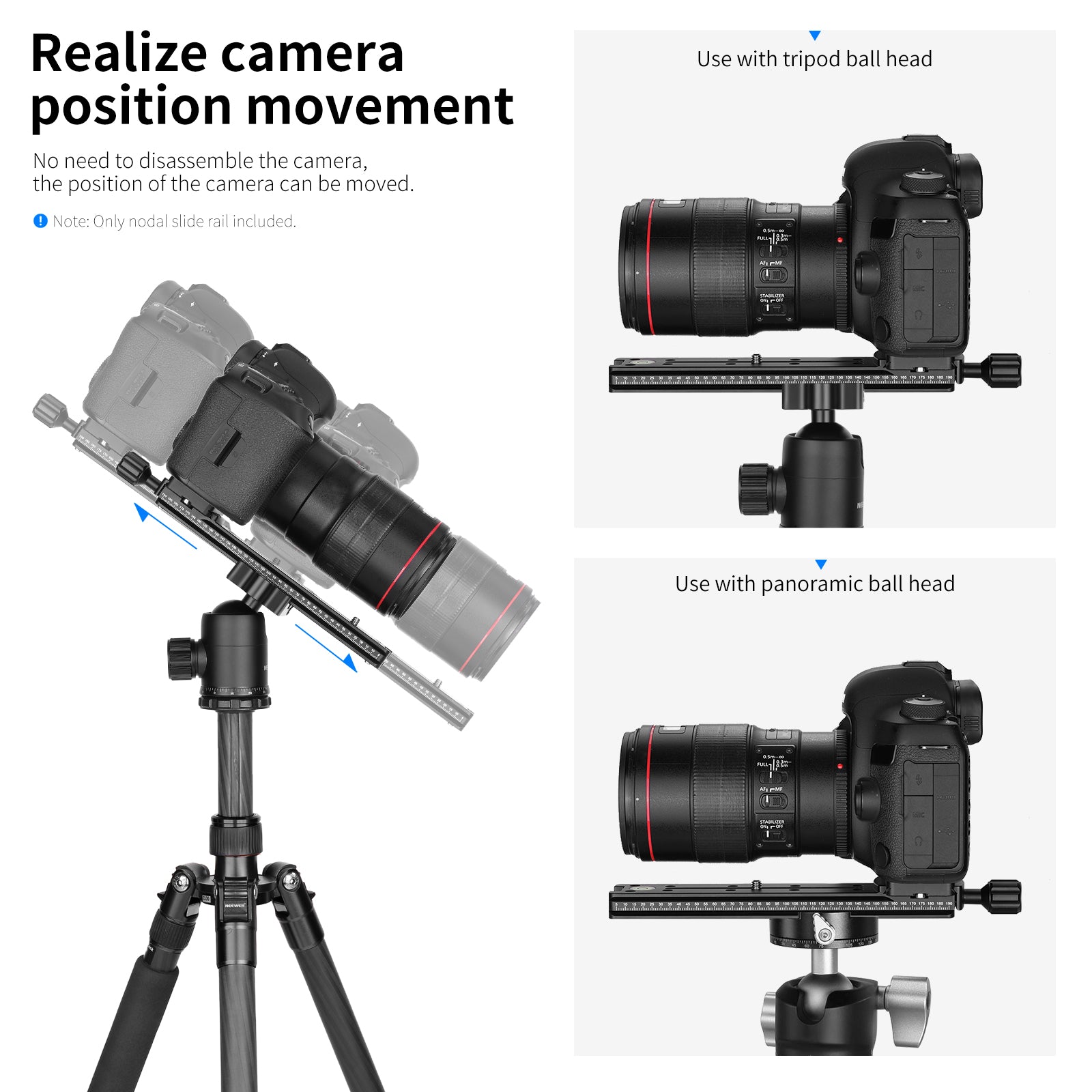 NEEWER GM NA 200 Nodal Rail Slide - Professional Camera Slider for Smooth Panning & Tracking Shots - Perfect for Video Production, Time-lapse Photography & Cinematic Filmmaking