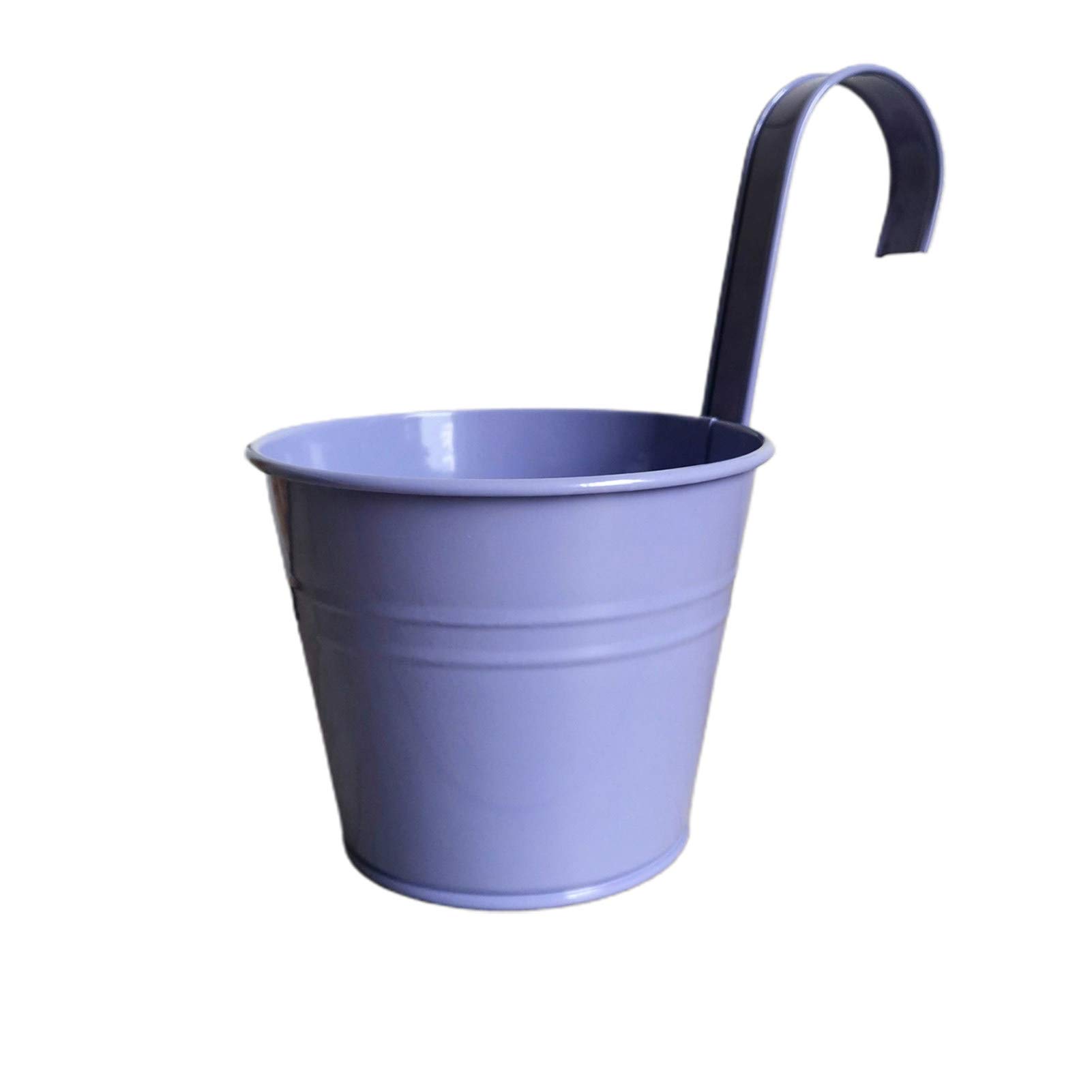 HEVIRGO Hanging Flower Pots for Succulents & Plants - Durable Iron Wall Planter with Bright Colors, Anti-Deformation Metal Bucket for Balcony Garden - Light Purple - Perfect for Indoor & Outdoor Decor, Vertical Gardening, and Small Space Greenery
