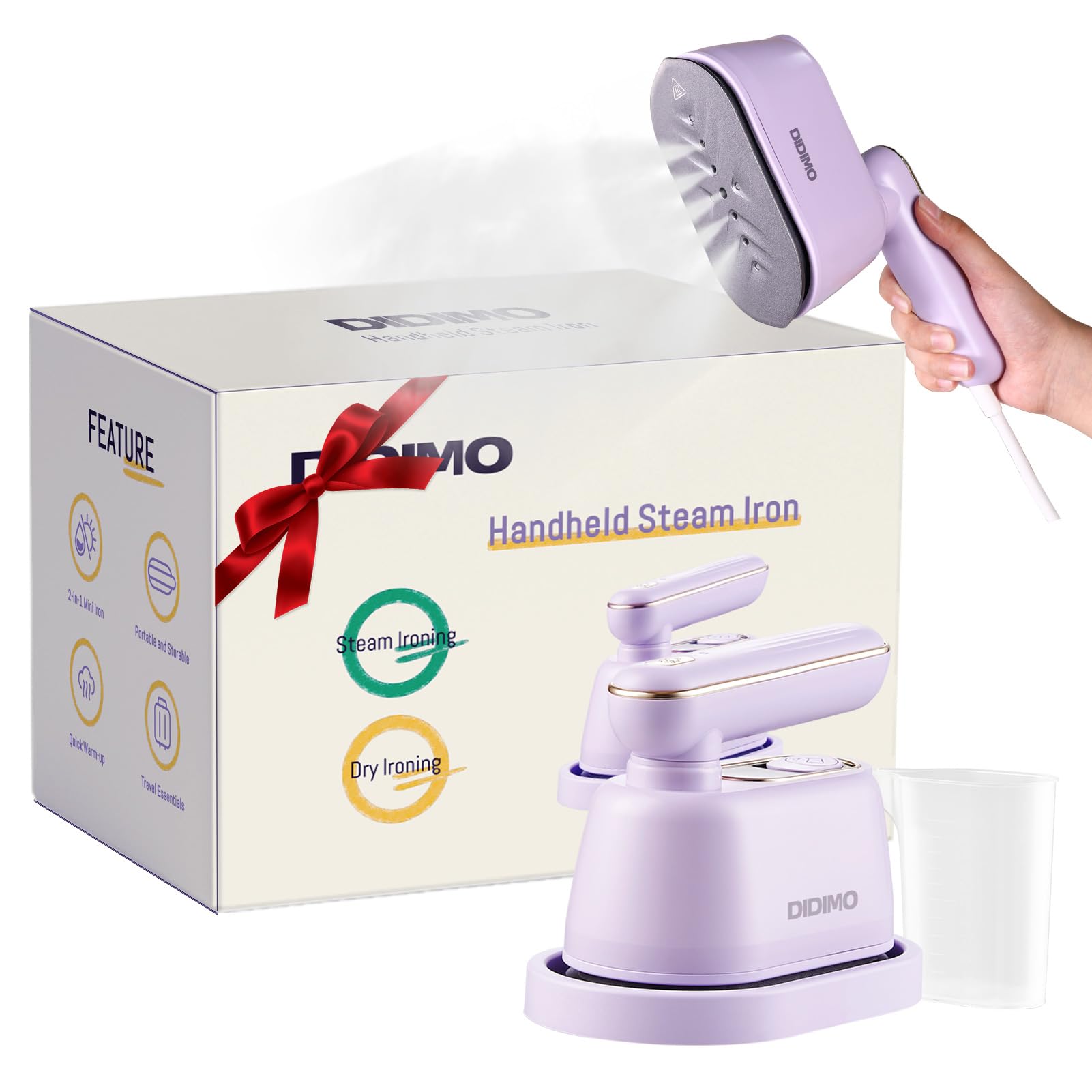 Portable 2-in-1 Dry & Wet Travel Steamer for Clothes - 180° Rotatable Mini Steam Iron - Perfect for Home, Travel, Dorm & School - Ideal Gift & Home Essential (Purple) | Quickly Remove Wrinkles from Dresses, Suits & Delicates Anywhere