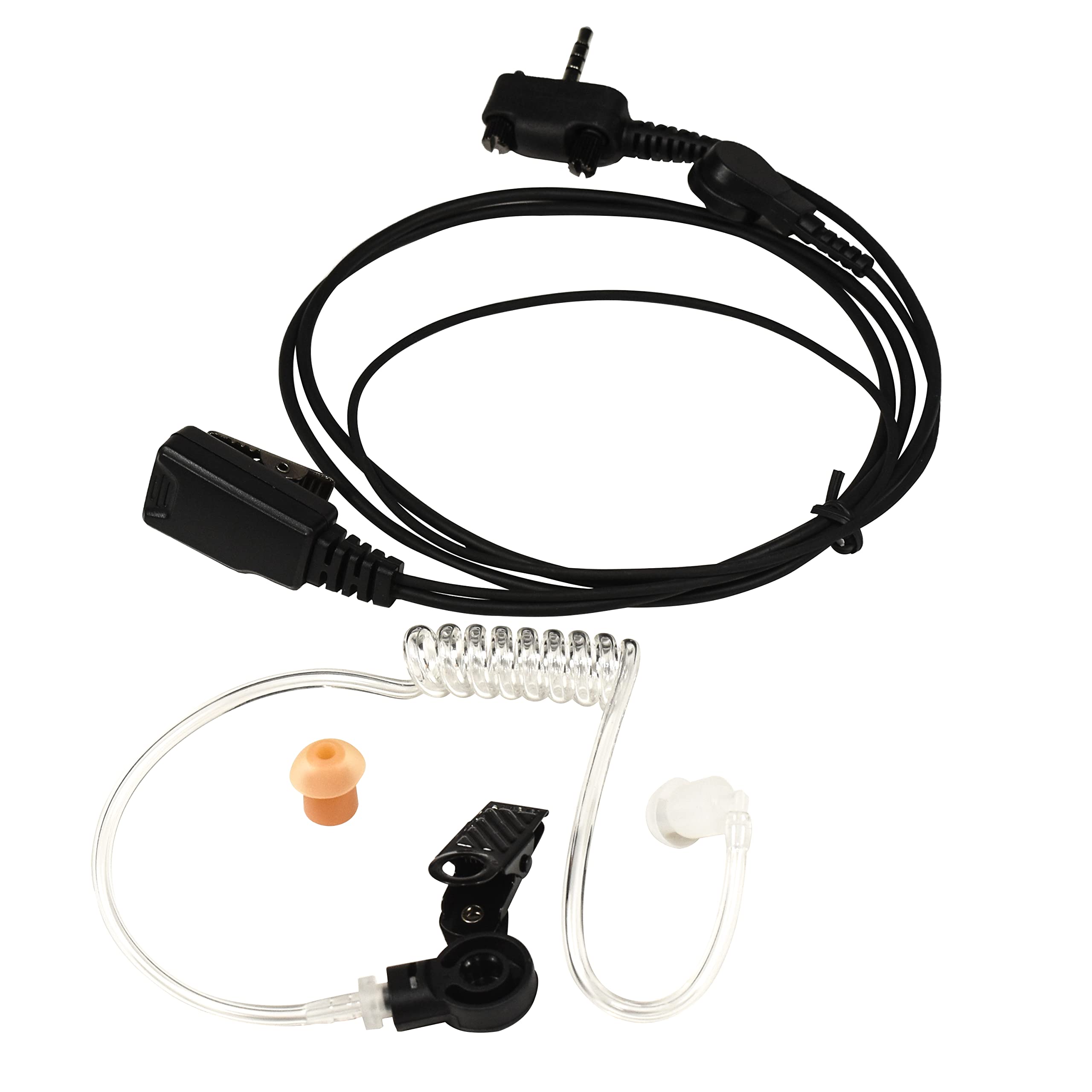 HQRP 4-Pack Acoustic Tube Earpiece Headset with PTT Mic - Compatible with Vertex Standard FT-10R, FT-40R, FT-50R, FT-60R & Sun Meter Radios - Secure & Clear Communication for Security, Construction & Event Staff