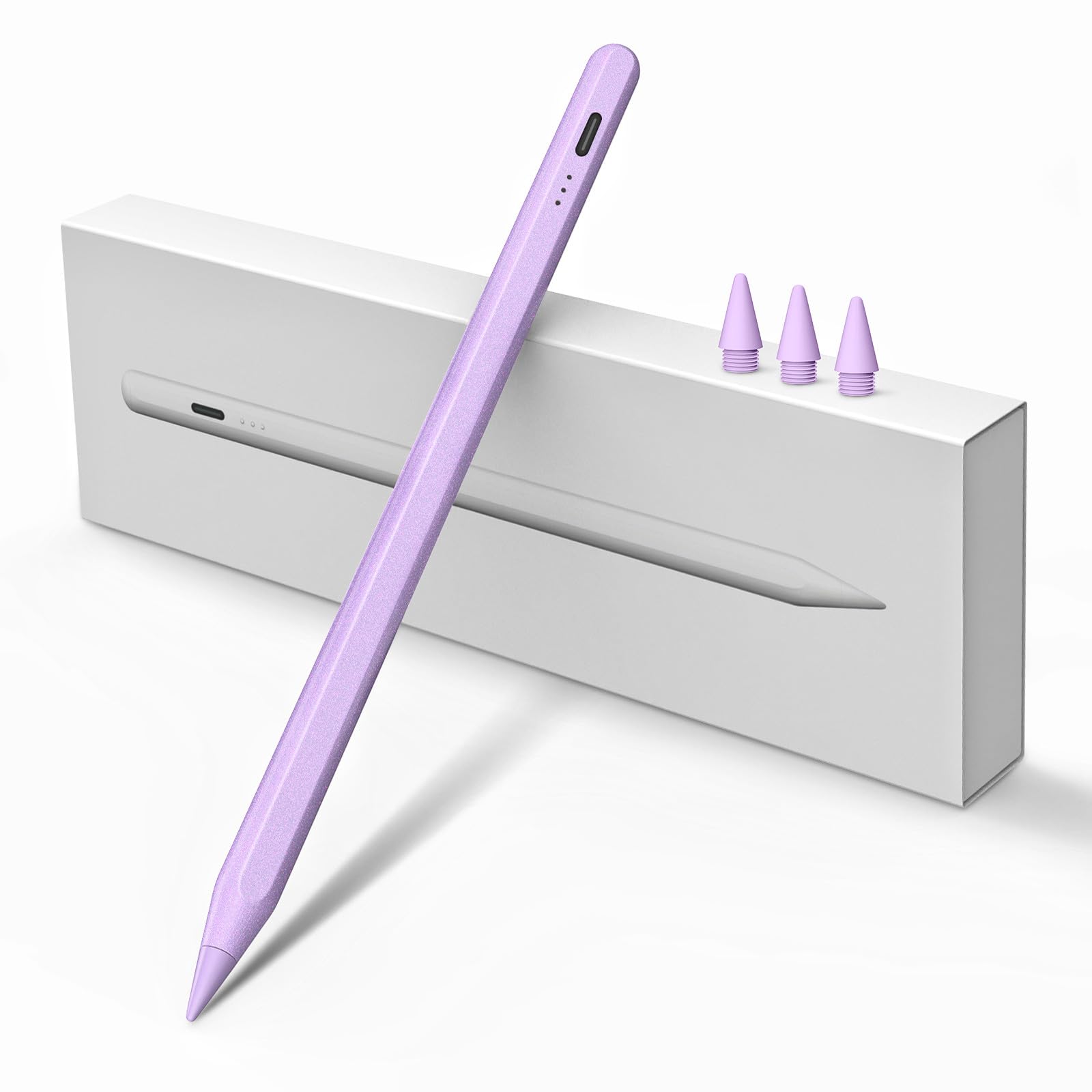 MEKO Active Stylus Pen for iPad with Palm Rejection & Tilt Sensitivity - Fast 13-Minute Charging, Compatible with iPad 6/7/8/9/10, iPad Pro 12.9 & 11 (M4), iPad Air 3/4/5/6, iPad mini 5/6 - Purple - Perfect for Drawing, Note-Taking & Digital Art