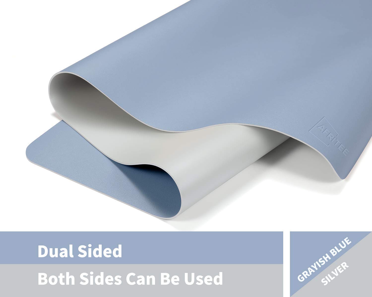 AFRITEE Desk Pad Protector Mat - Non-Slip Mouse Pad & Keyboard Mat for Office/Home, Grayish Blue/Silver & Navy Blue/Yellow - Perfect for Workstations, Gaming Setups & Home Offices