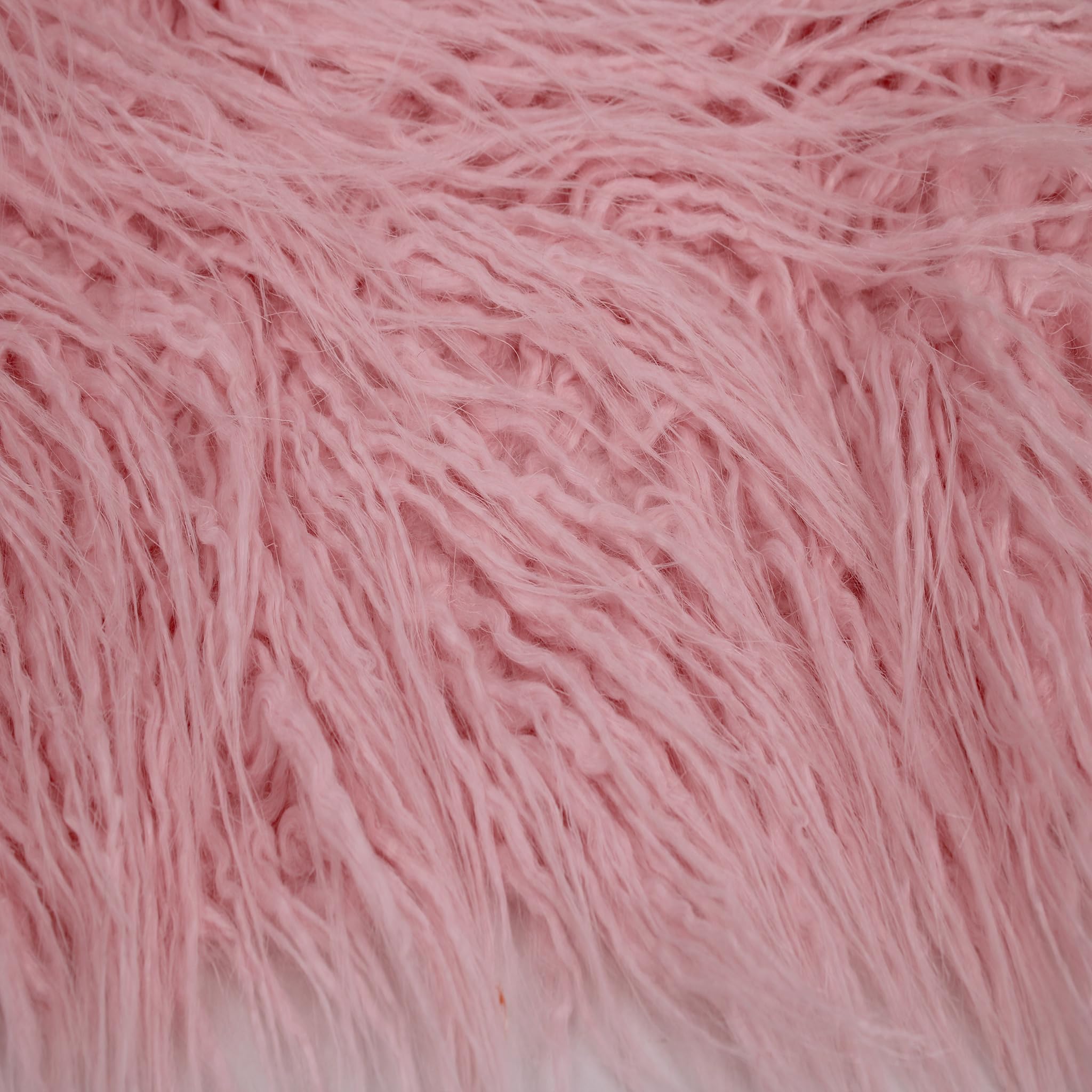 Texco Faux Fur Fabric by The Yard - Soft Fluffy Shaggy Mohair Material for Sewing, DIY Projects, Baby Clothes, Costumes, Plush Toys, Apparel, Home Decor, Rugs, Doll Making, Gnome Beards & Miniatures - 5 Yards Pink - Perfect for Crafting, Cosplay & Nursery Decor