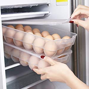 PAVITR SHOP 18-Grid Egg Storage Container for Refrigerator - Transparent Plastic Egg Holder & Lemon Organizer (1-Pack) - Perfect for Kitchen, Fridge Organization & Farm Fresh Egg Preservation