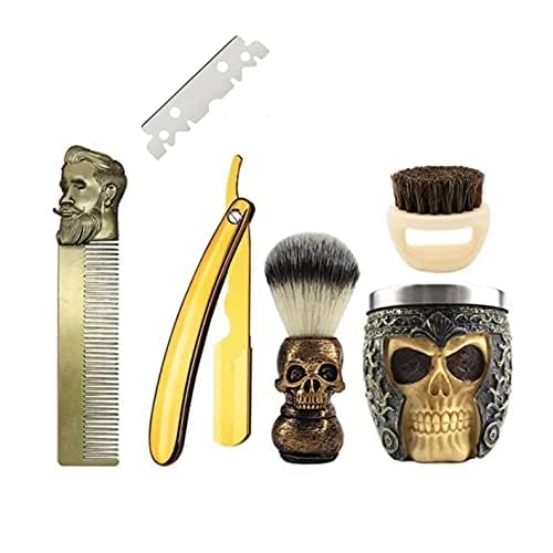 Zenzod ™ 6-Piece Skull Themed Straight Razor Shaving Kit - Barber Style Precision Shave for Men - Best Beginner Straight Edge Razor Set for Smooth Shaving - Ideal for Gifts, Travel & Home Grooming