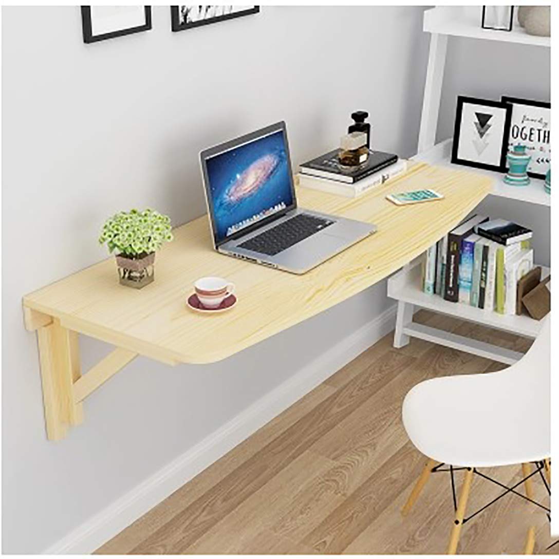 Foldable Wall-Mounted Drop Leaf Table - Solid Pine Wood Space-Saving Dining Desk with Arc Design | Perfect for Small Kitchens, Home Offices & Studio Apartments (Heavy Duty, Multi-Purpose Workstation)