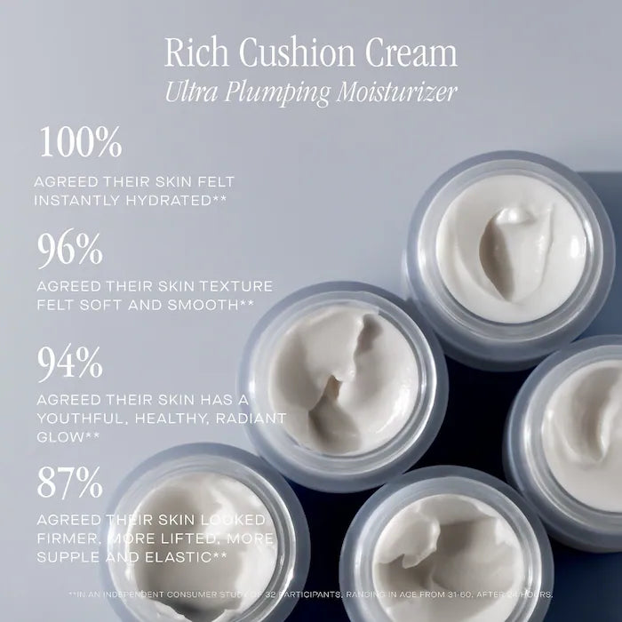 Summer Fridays Rich Cushion Cream - Ultra Hydrating & Volumizing Moisturizer for Dry Skin | Day & Night Face Cream for Glowing Skin