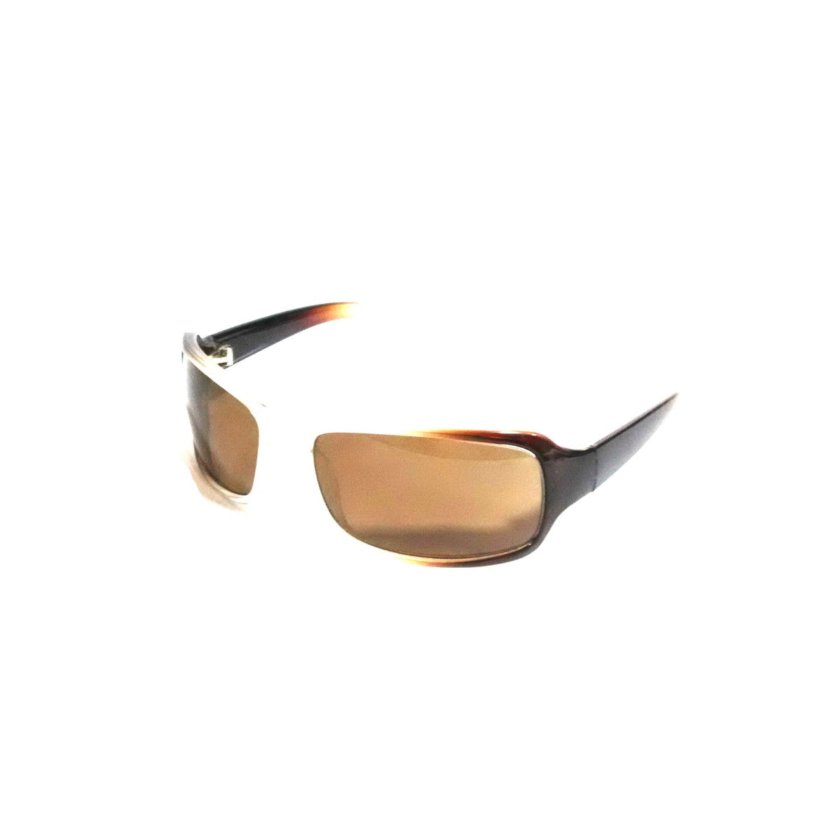 Brown & White Two-Tone Wraparound Sunglasses for Men & Women - Polarized UV Protection - Fashionable Retro Style for Driving, Beach & Outdoor Activities