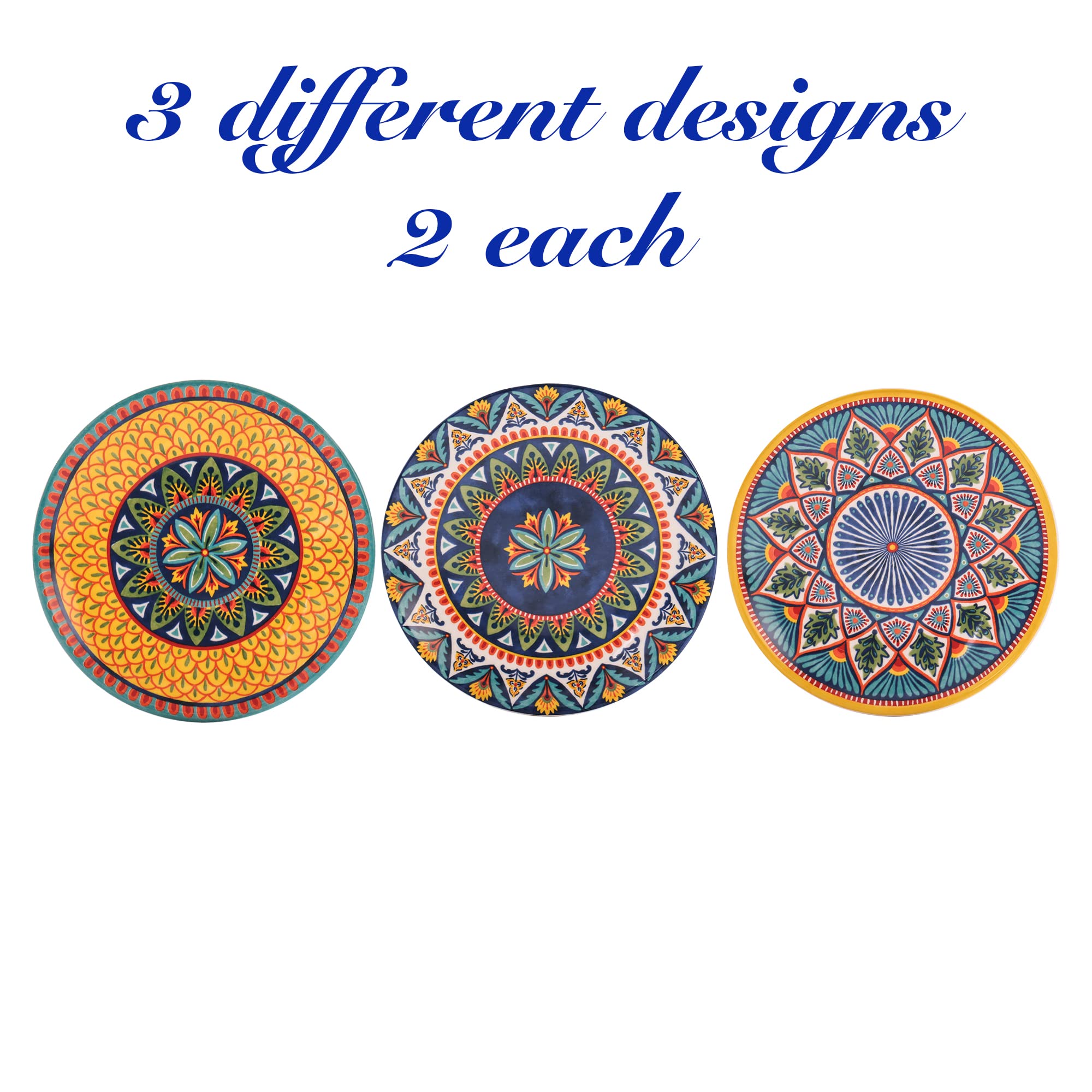 Bico Havana 6 Inch Ceramic Appetizer Plates Set of 6 - Salad, Snack & Dessert Dishes - Microwave & Dishwasher Safe - Perfect for Parties, Entertaining & Home Dining