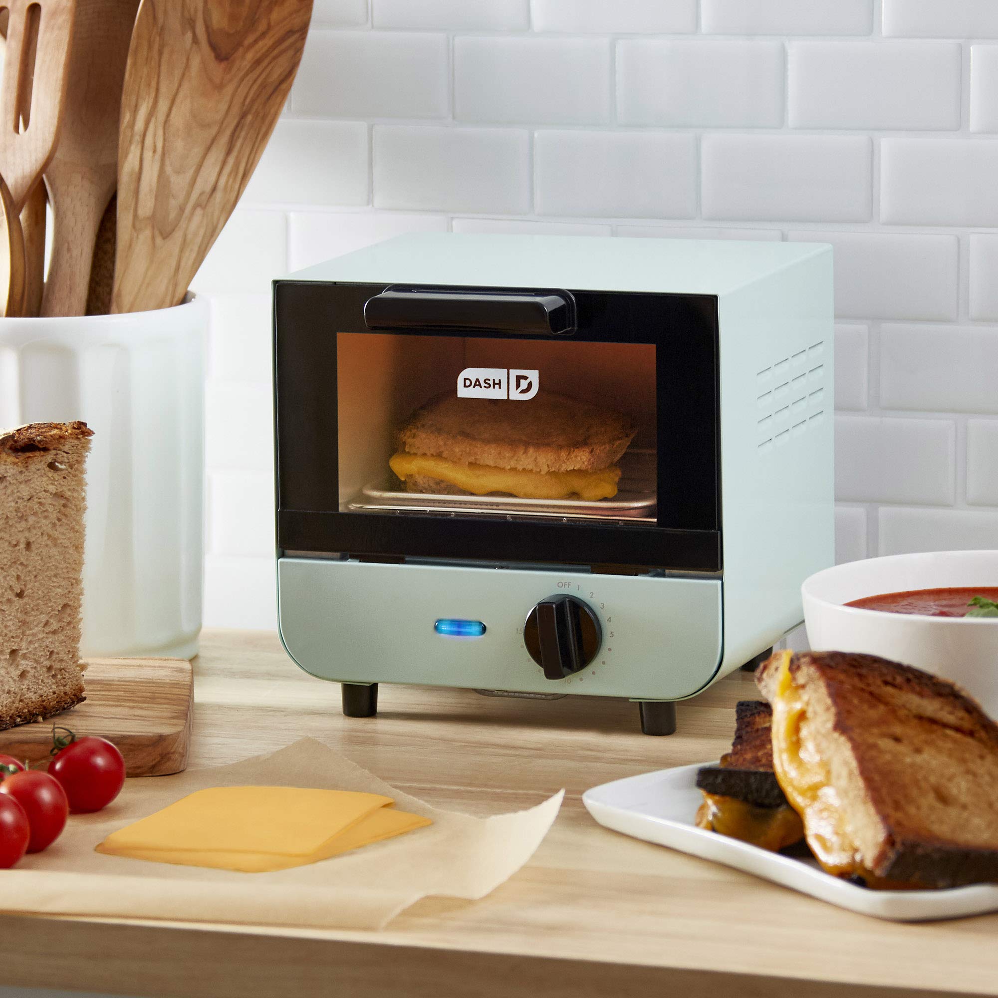 DASH Mini Toaster Oven and Waffle Maker Combo - 2-in-1 Compact Appliance for Individual Portions in Aqua Blue | Perfect for Dorms, Small Kitchens & Quick Breakfasts
