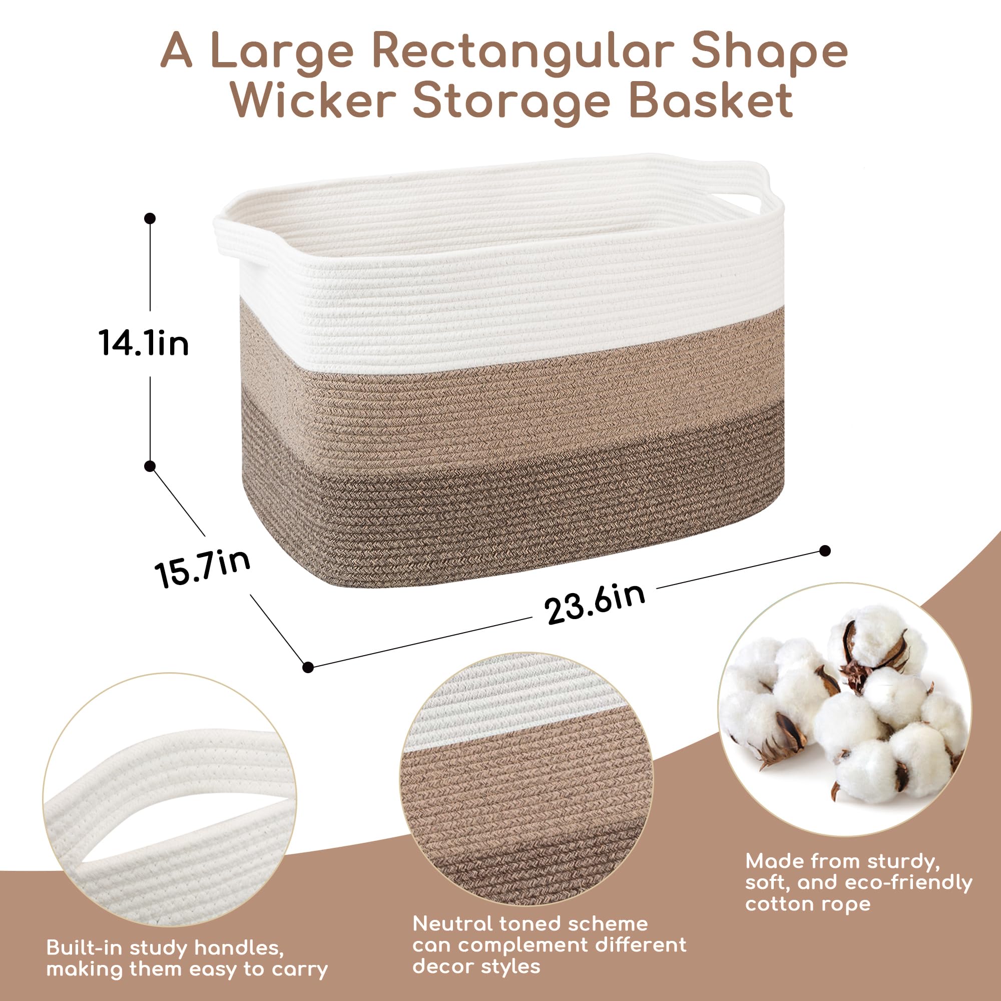 Extra Large Woven Cotton Rope Storage Basket - 23.6