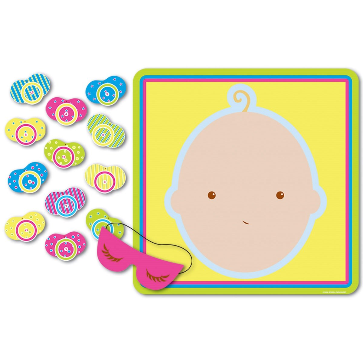 24-Pack Yellow Baby Shower Game - Pin The Pacifier on The Baby Party Game Set for Gender Reveal & Nursery Showers - Fun Interactive Baby Shower Activity for Guests