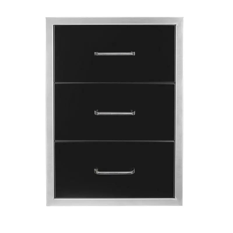 Wildfire Outdoor Living Triple Drawer 19 x 26 Black Storage Cabinet - Weatherproof Organizer for Patio, Deck, Garden Tools & Pool Supplies (WF TDW1926 BSS)