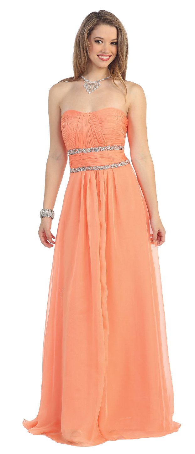 Fairytailes Strapless Chiffon Prom Dress - Elegant Long Evening Gown for Formal Events, Weddings & Parties #2951 | US Seller