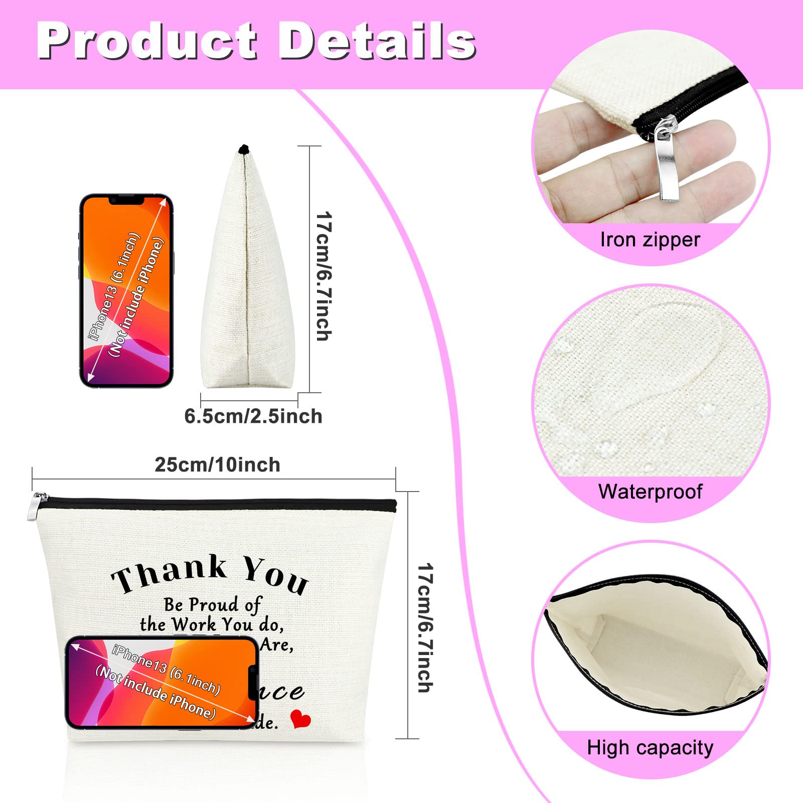 **Elegant Makeup Bag for Women - Perfect Thank You Gift, Employee Appreciation, Coworker Farewell, Retirement or Birthday Gift - Ideal for Travel, Office & Daily Use**