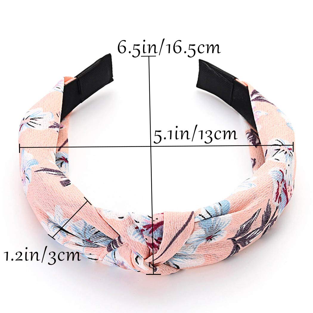 Boho Headbands for Women & Girls - 4 Pack Wide Floral Cloth Hair Bands with Cute Knot Design, Fashionable Hair Accessories - Perfect for Everyday Wear, Parties, Weddings & Festivals