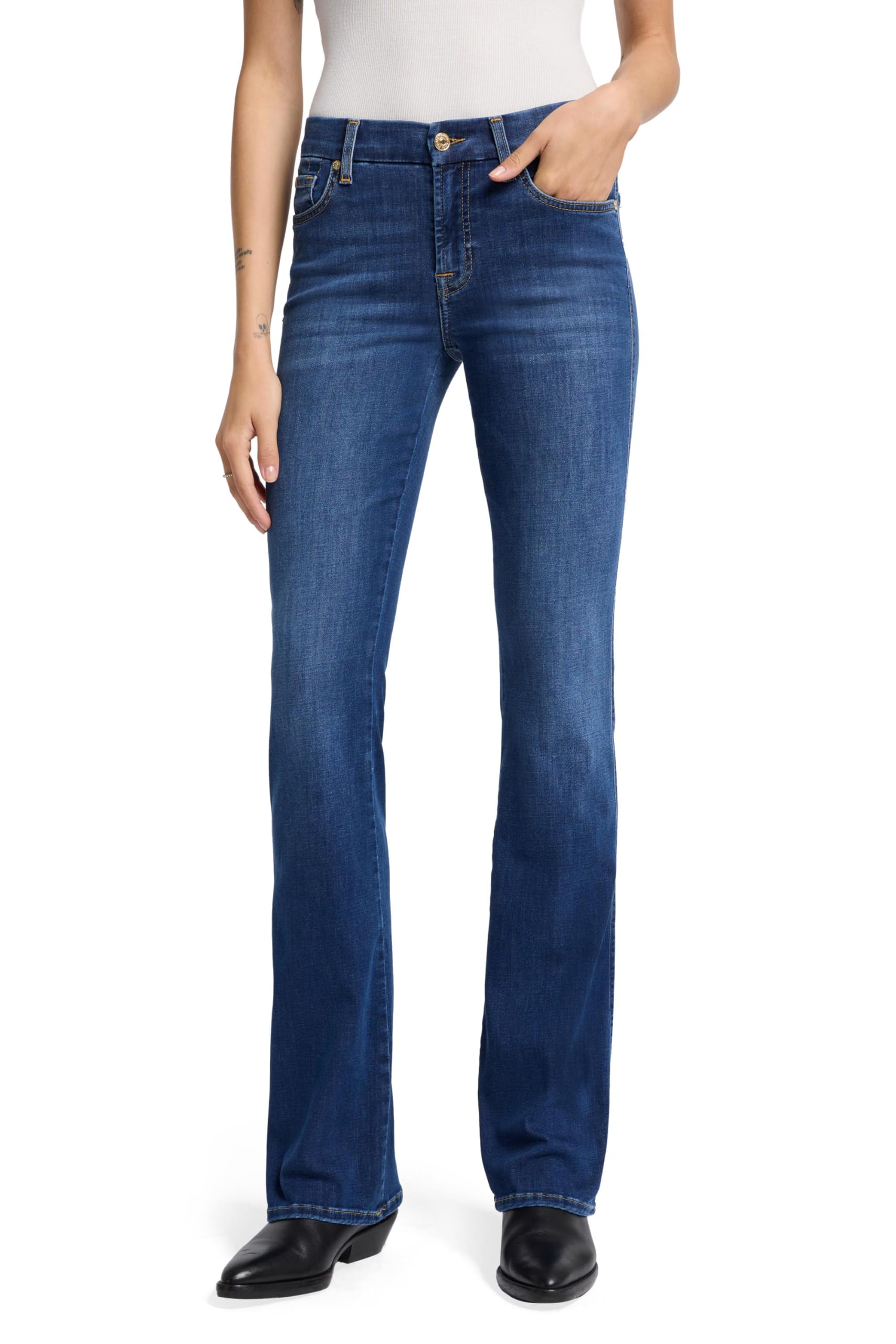 7 For All Mankind Women's Kimmie Bootcut Jeans - High Waisted Stretch Denim Pants for Casual & Office Wear