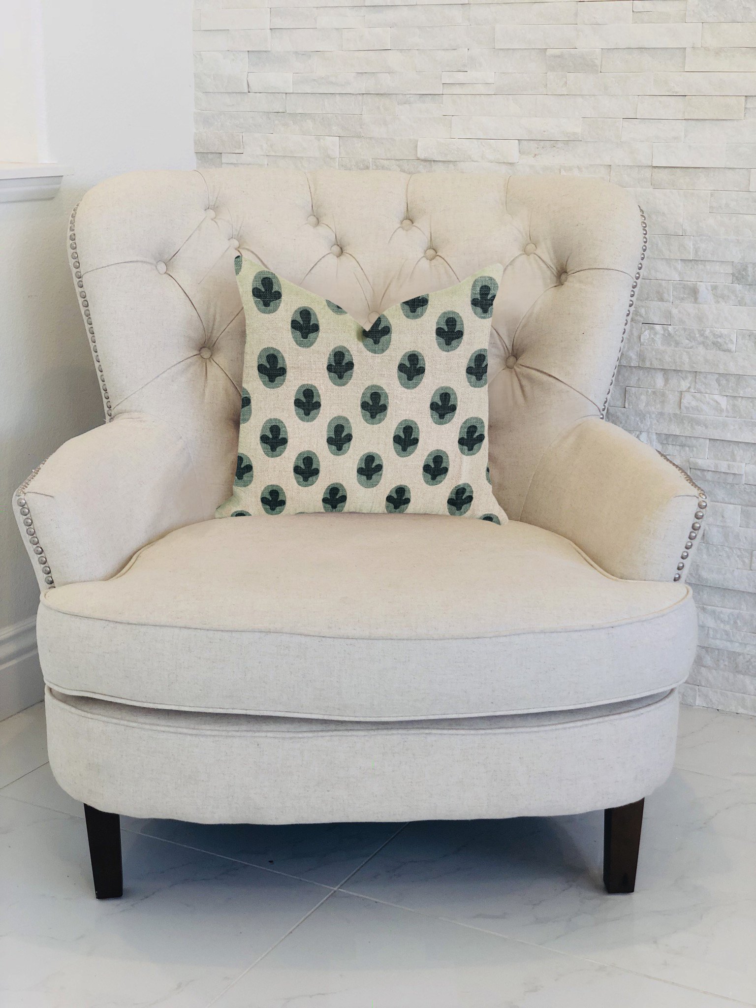 Plutus Brands Cacti Pear Double Sided Luxury Throw Pillow 16x16 Inches Green Beige - Perfect for Sofa, Bed, Nursery & Home Decor