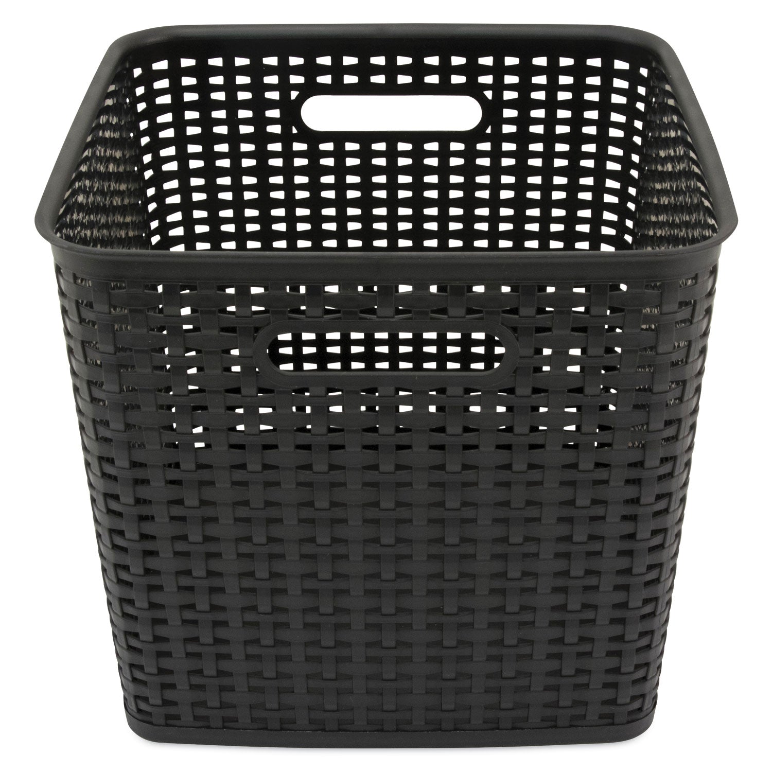 Advantus Extra Large Plastic Weave Storage Bin - 12.5 x 12.5 x 11.13 Inches, Black (2-Pack) - Perfect for Home Organization, Closet Storage & Office Supplies