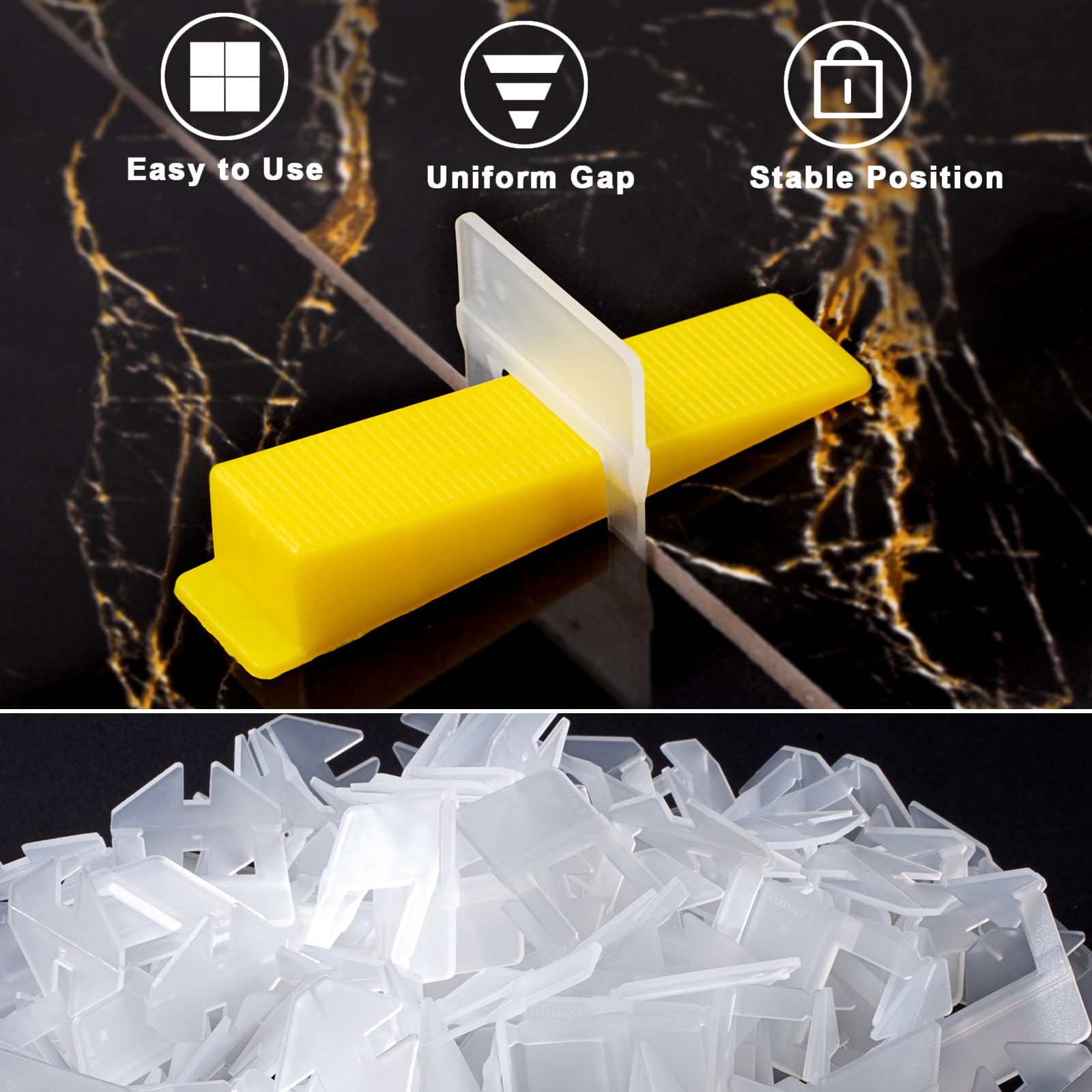 Professional Tile Leveling System Kit - 1/8 inch Tile Spacers & 16 oz Rubber Mallet (4500 Pieces) for Ceramic, Stone, and Porcelain Tile Installation - Perfect for Bathroom, Kitchen, and Flooring Projects