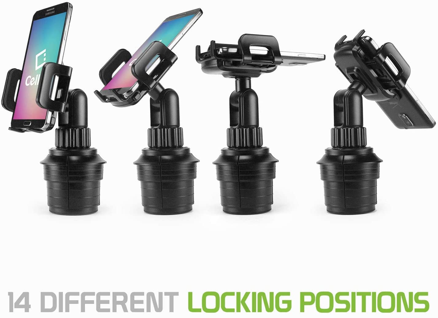Universal Car Cup Holder Phone Mount - Adjustable Cell Phone Holder for iPhone, Samsung & More - Perfect for Road Trips, Commuting & Hands-Free Driving