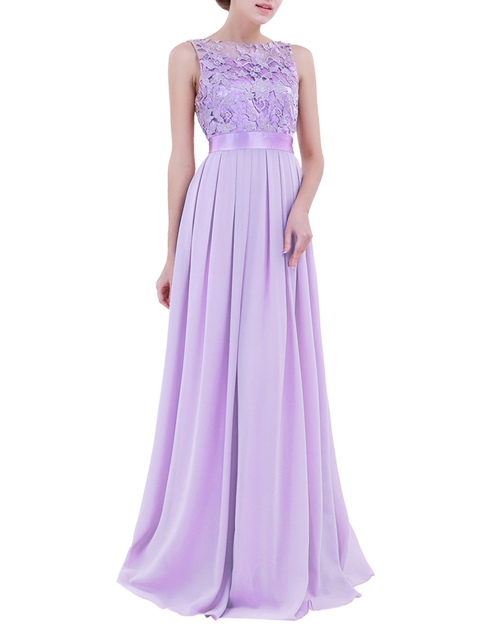 Elegant Embroidered Chiffon Crochet Lace Maxi Dress for Women - Wedding, Bridesmaid, Prom & Evening Gowns - Perfect for Formal Events, Parties & Special Occasions