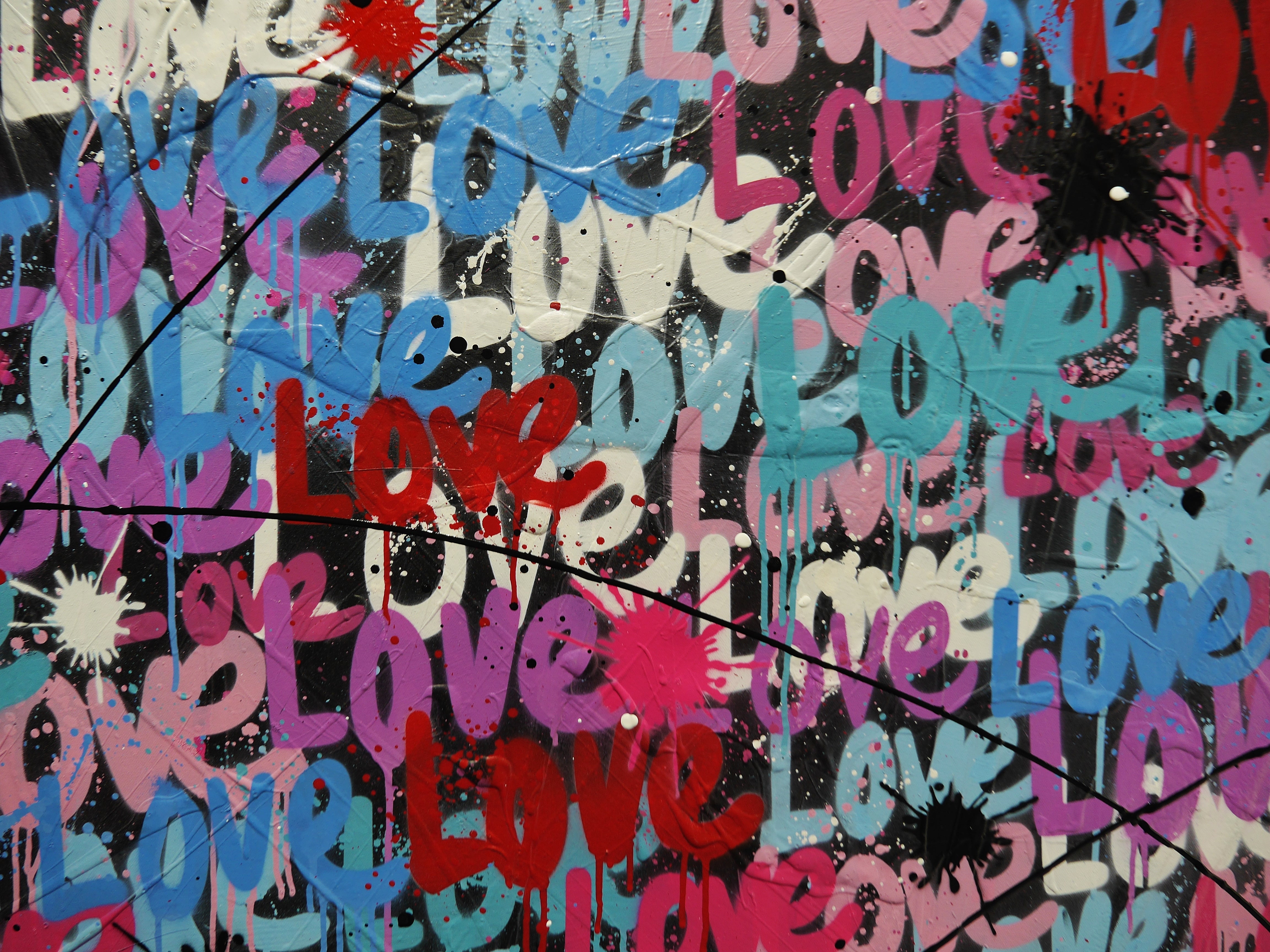 92cm x 100cm Textured Urban Pop Art Canvas Painting - Modern Wall Decor for Living Room, Bedroom & Office