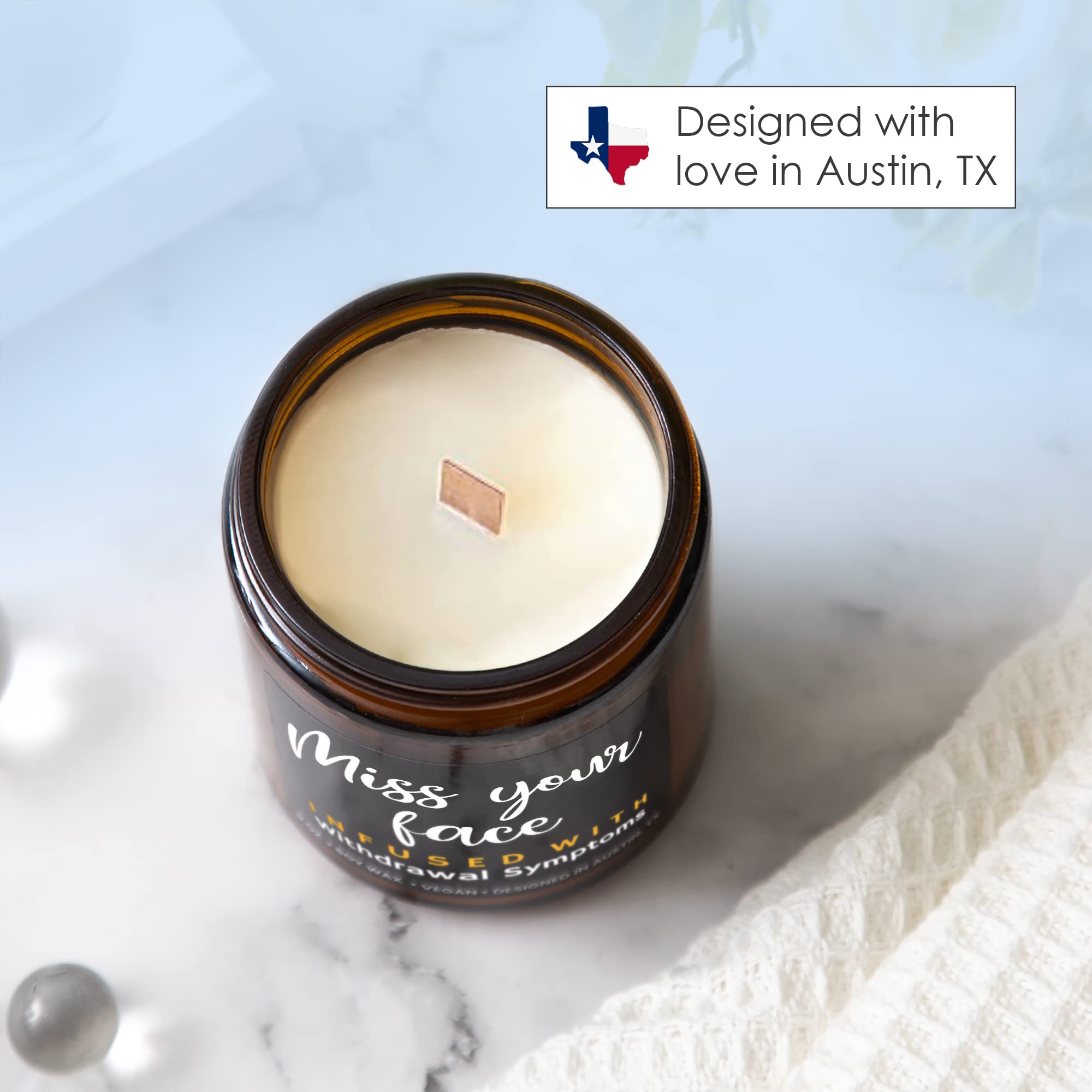 Funny Friendship Candle Gift - 'I Miss Your Face' Scented Candle for Women & Men | Unique Humorous Gift for Best Friends, Birthday Present | Perfect for Home Decor, Relaxation & Friendship Celebrations