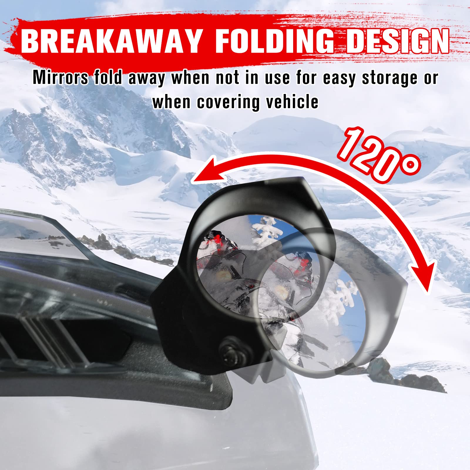 UTV PRO Snowmobile Hand Guard & Rear View Mirror Kit for Ski-Doo REV Neo XS XM XP XR XU - Wind Deflector Handlebar Accessories with Convex Side Mirrors (Replaces OEM #860200893, #860200789) - Perfect for Winter Trail Riding and Off-Road Adventures