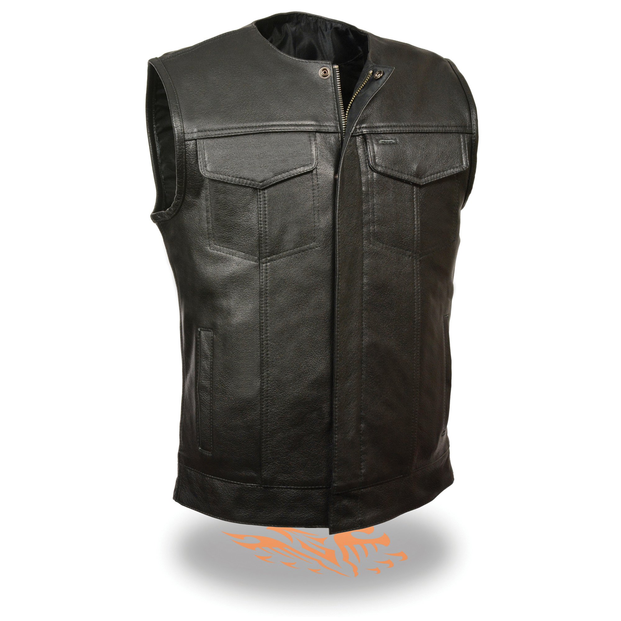 Milwaukee Leather Men's Snap/Zip Collarless MC Vest - Premium Biker Jacket for Motorcycle Riding & Casual Outfits