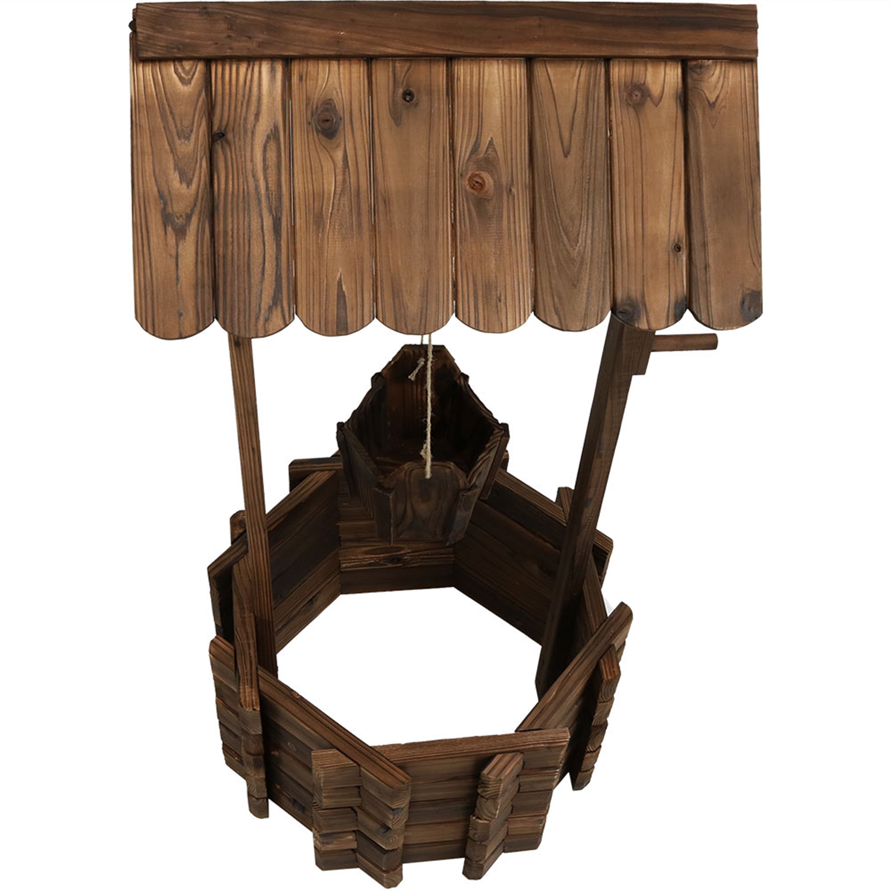 45in Wooden Garden Wishing Well Planter Cover for Outdoor Decor - Perfect for Backyard, Patio, and Lawn Decoration