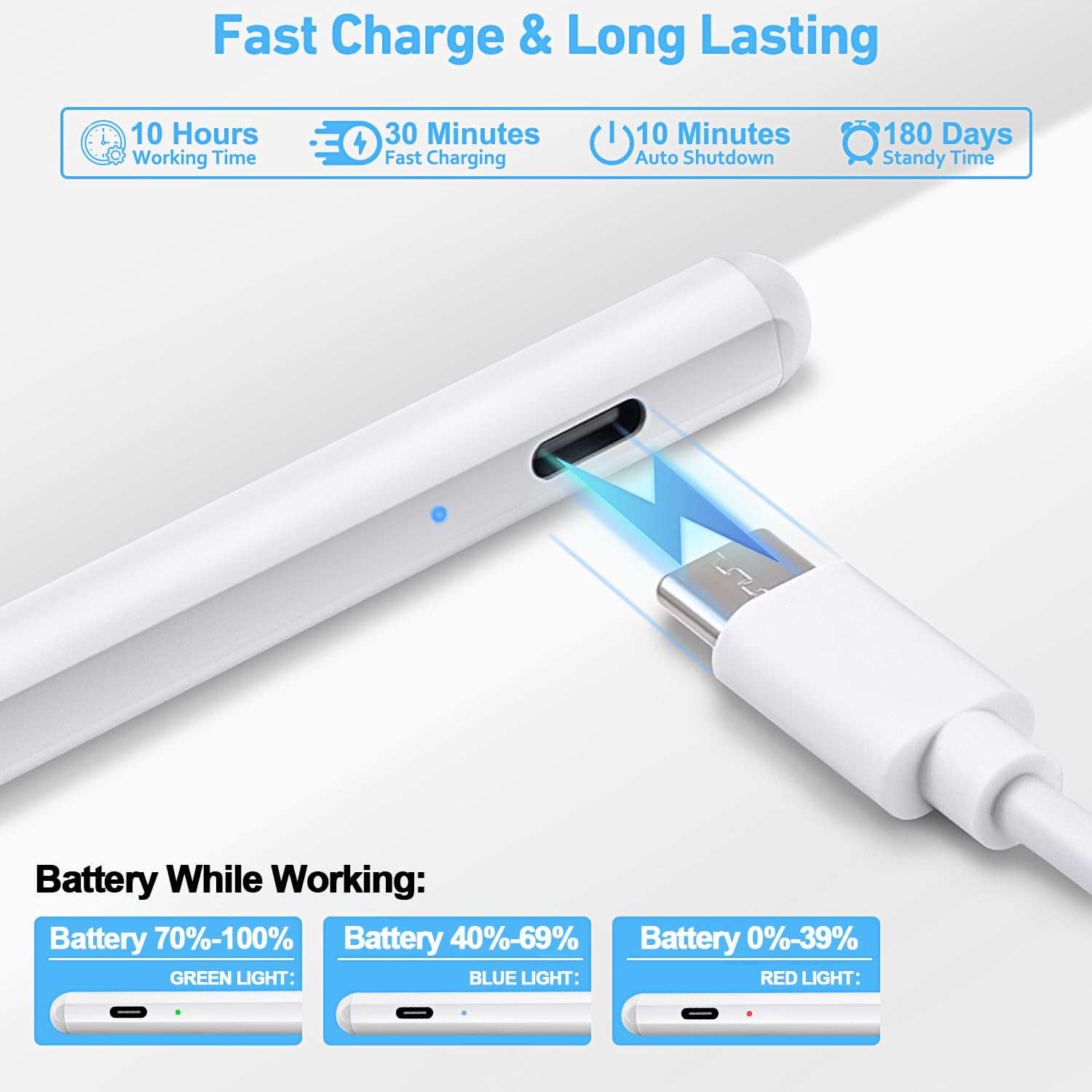 **Apple Pencil Alternative - Stylus Pen for iPad Pro/Air/Mini (2018-2022) with Fast Charging, Palm Rejection & Tilt Sensor | Magnetic Design for Drawing, Note-Taking & Digital Art**    *(Note: This optimized title includes SEO-friendly keywords, translates any Chinese terms to English, and adds usage scenarios like drawing, note-taking, and digital art.)*