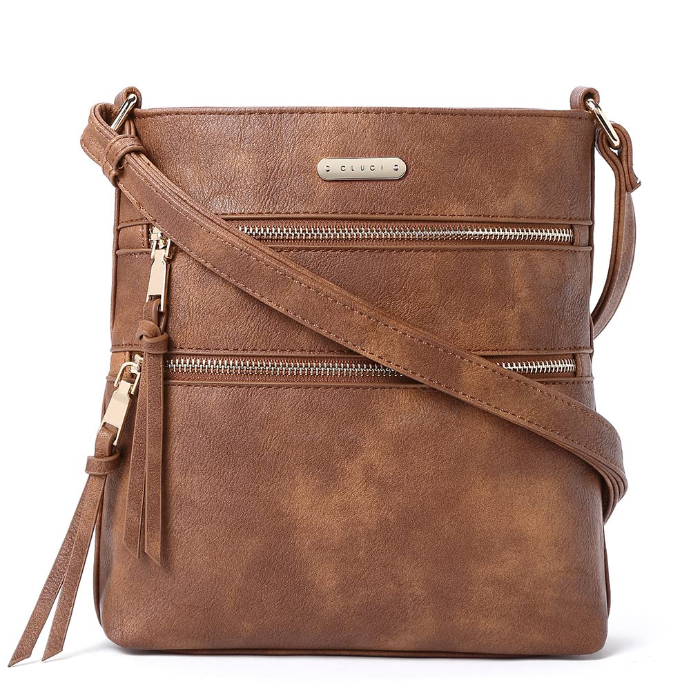CLUCI Women's Crossbody Bag with Adjustable Strap & Zipper Pocket - Medium Size Soft Leather Shoulder Purse for Everyday Use, Travel, Shopping and Work