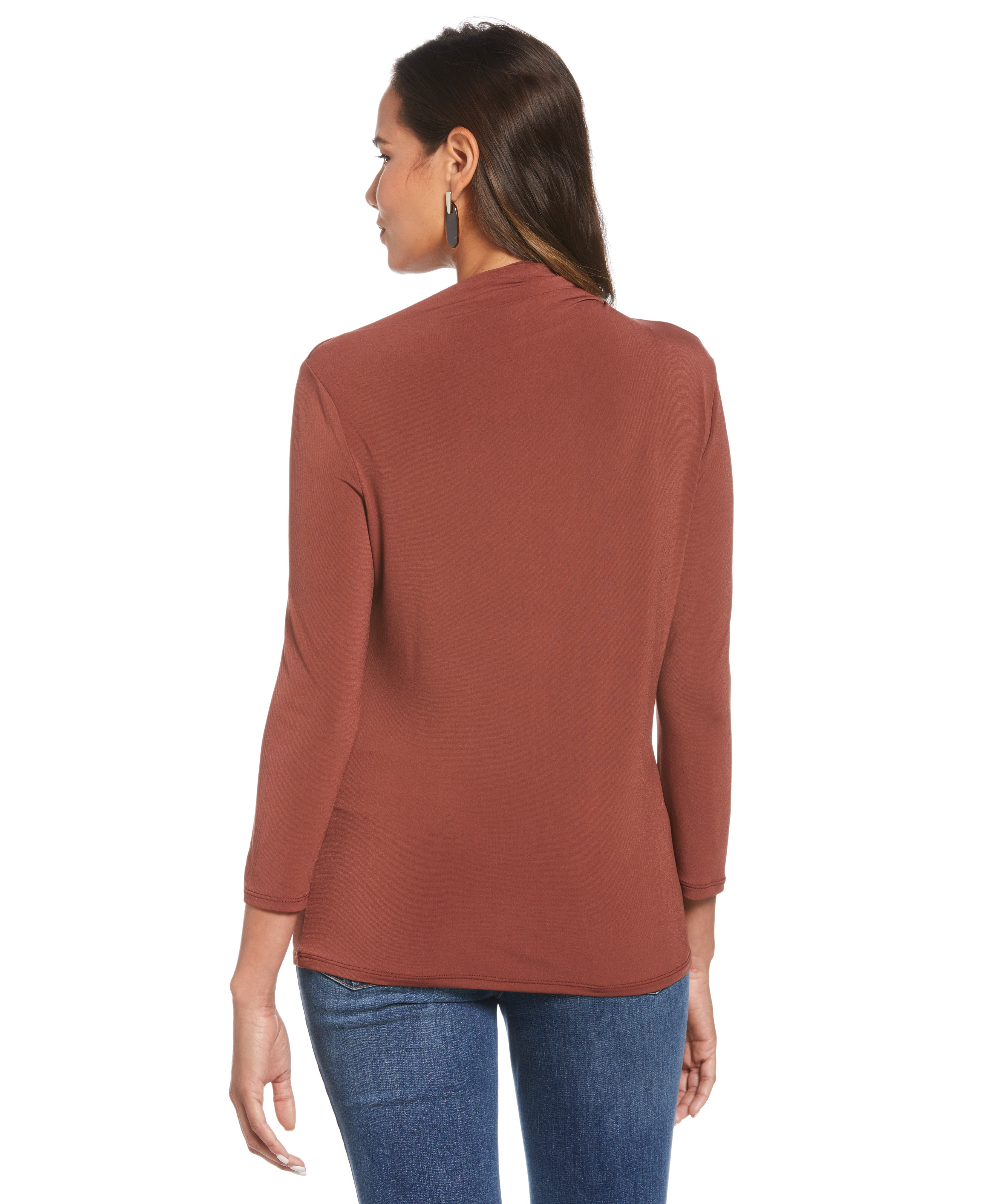 Plus Size Draped Knit Top for Women - Flattering Loose Fit Tunic Blouse - Casual Office Wear & Everyday Comfort