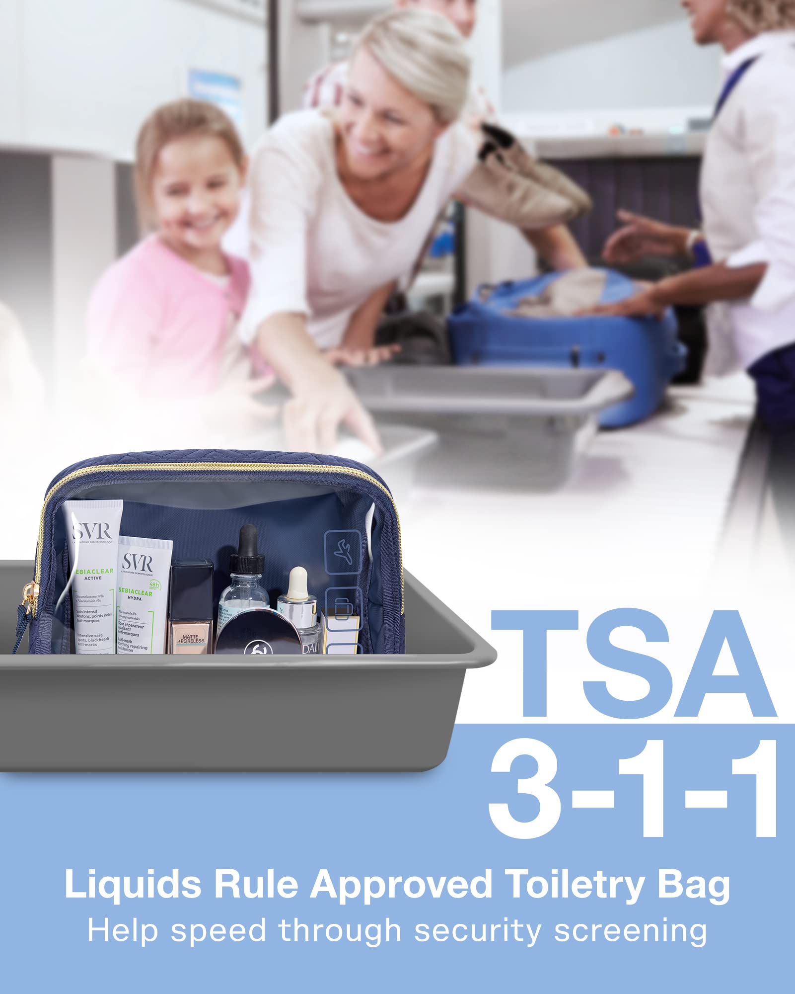 BAGSMART TSA Approved Toiletry Bag 3-Pack - Clear Travel Cosmetic Organizer for Carry-On Essentials - Perfect for Air Travel & Vacation Packing