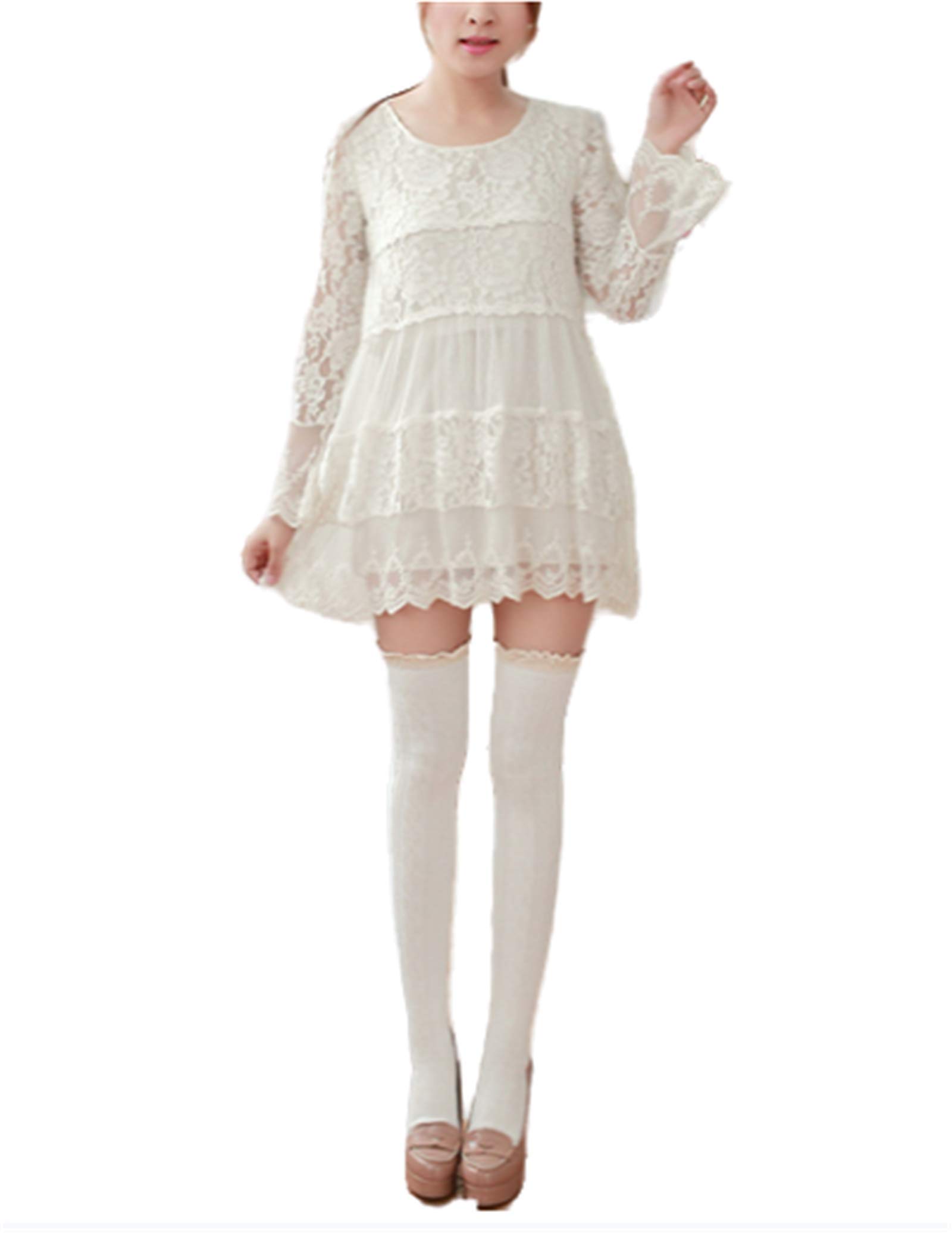 Sexy Lace Knitted Over Knee Thigh High Stockings for Women - Comfortable Cotton Pantyhose with Elegant Lace Design | Perfect for Date Night, Party Wear and Fashion Outfits