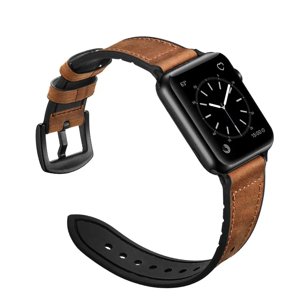 Premium Leather & Silicone Hybrid Watch Bands - Durable, Comfortable & Stylish for Men & Women - Perfect for Workouts, Office & Everyday Wear