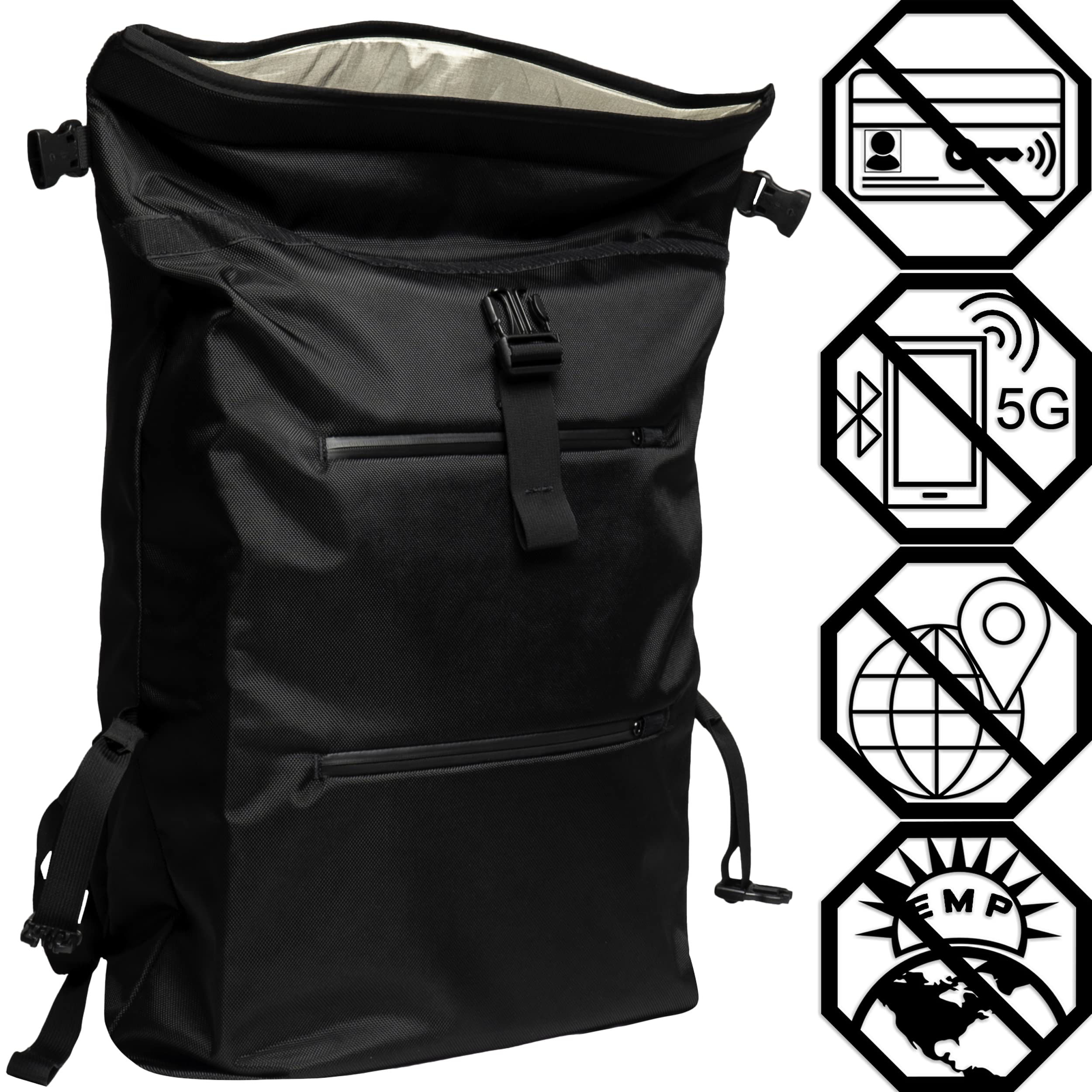 AQUA RT Large Waterproof Faraday Backpack for Laptops & Tablets - Anti-Theft RFID Blocking Bag for Electronics - Perfect for Travel, Commuting & EMF Protection (Stone Gray)