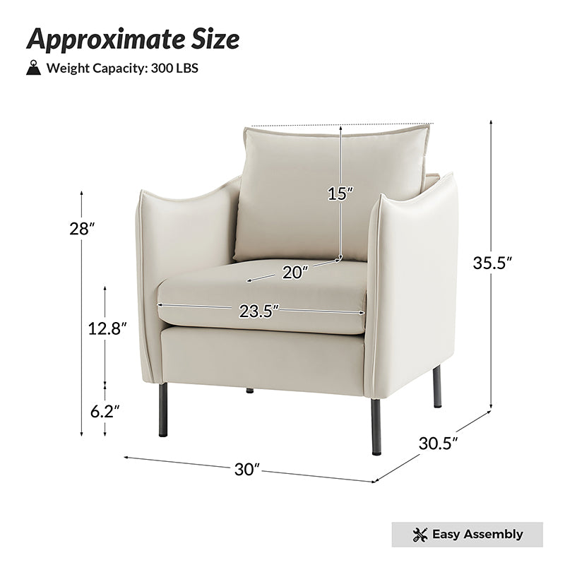 Modern Comfy Armchair with Cat Anti-Scratch Fabric - Stylish & Durable Living Room Chair for Pet Owners - Perfect for Reading, Relaxing, and Cat-Friendly Spaces