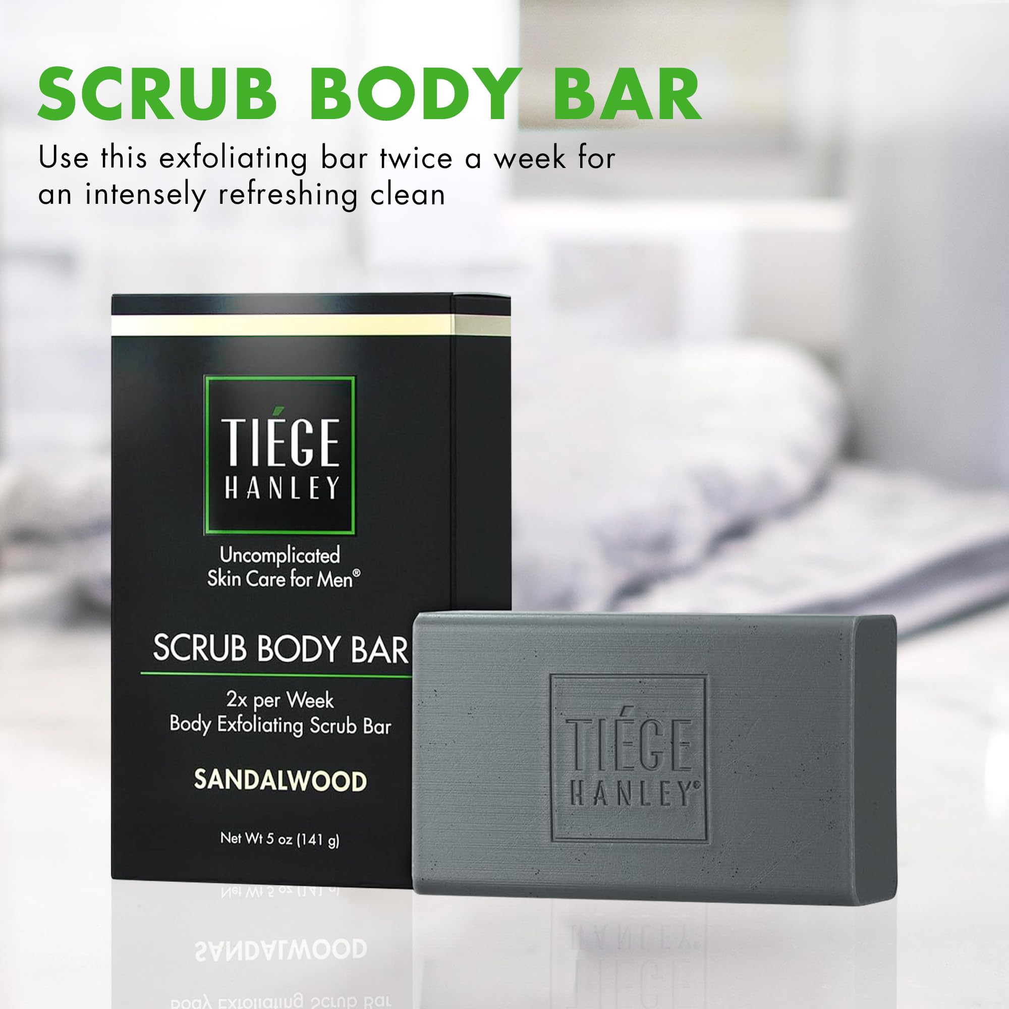 Tiege Hanley Exfoliating Scrub Bar & Cleansing Body Wash Bar Set - 5 oz Each | Deep Cleanse & Moisturize for Men's Skincare Routine