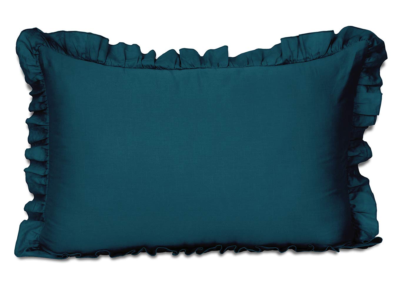 Shabby Chic Farmhouse Decor Ruffled Pillow Sham Queen 20x30 - Cotton Frill Pillow Cases for Bedroom, Living Room - Perfect Housewarming Gift for Home Decor