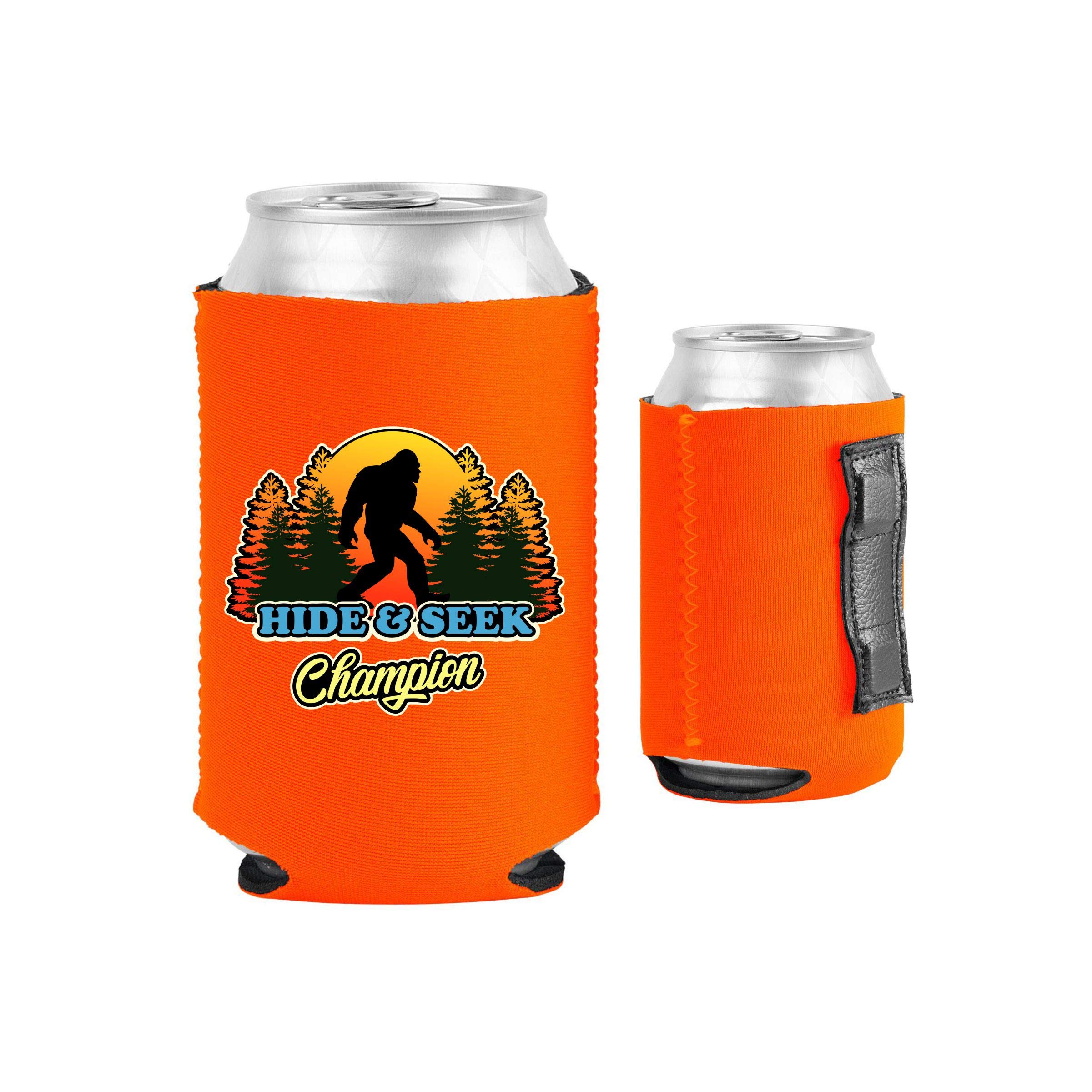 Hide & Seek Champion Magnetic Can Cooler - Insulated Beer Koozie for Cans & Bottles (Orange, 1 Pack) - Perfect for Outdoor BBQs, Beach Parties & Tailgating