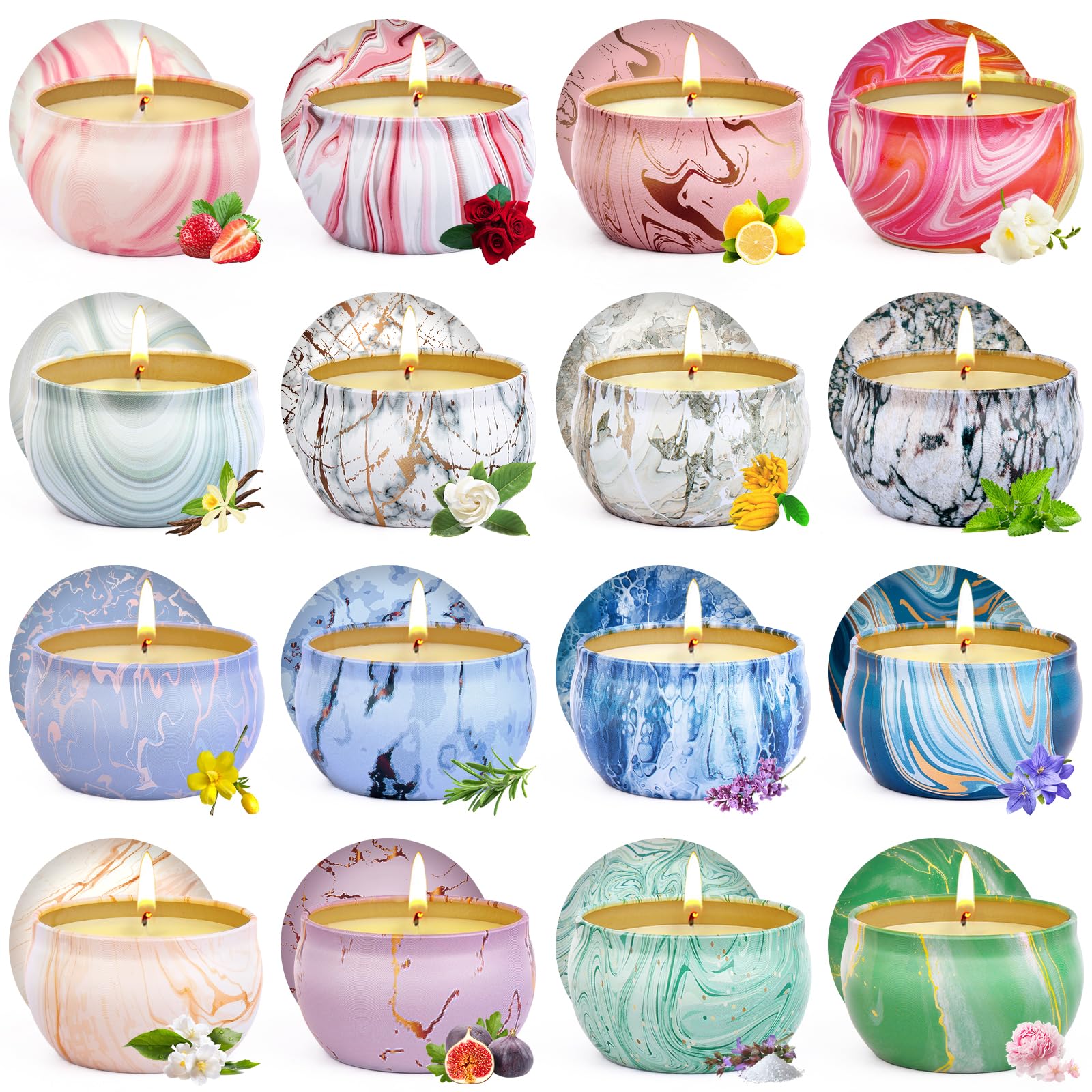 16-Piece Aromatherapy Scented Candles Gift Set for Women - 2.5oz Lavender Soy Candles (320-Hour Burn Time) - Perfect for Home, Spa, Yoga, Birthday & Christmas Gifts - Ideal for Relaxation, Meditation & Stress Relief