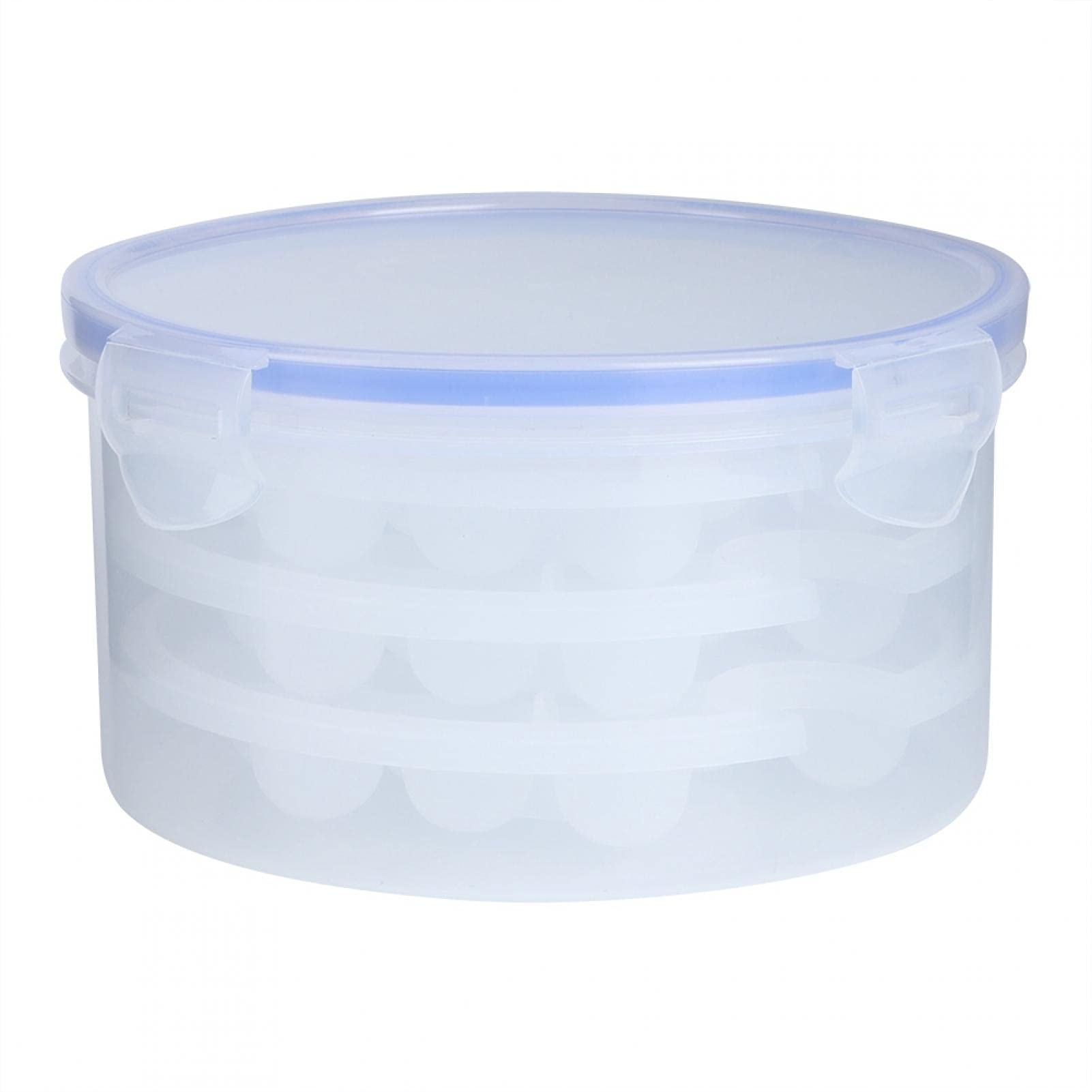 Flexible Silicone Round Ice Cube Trays - 1.1L Buckle Outer Box with 3 Layers (51 Grids) for Easy Ice Removal - Perfect for Cocktails, Juices, and Freezer Storage